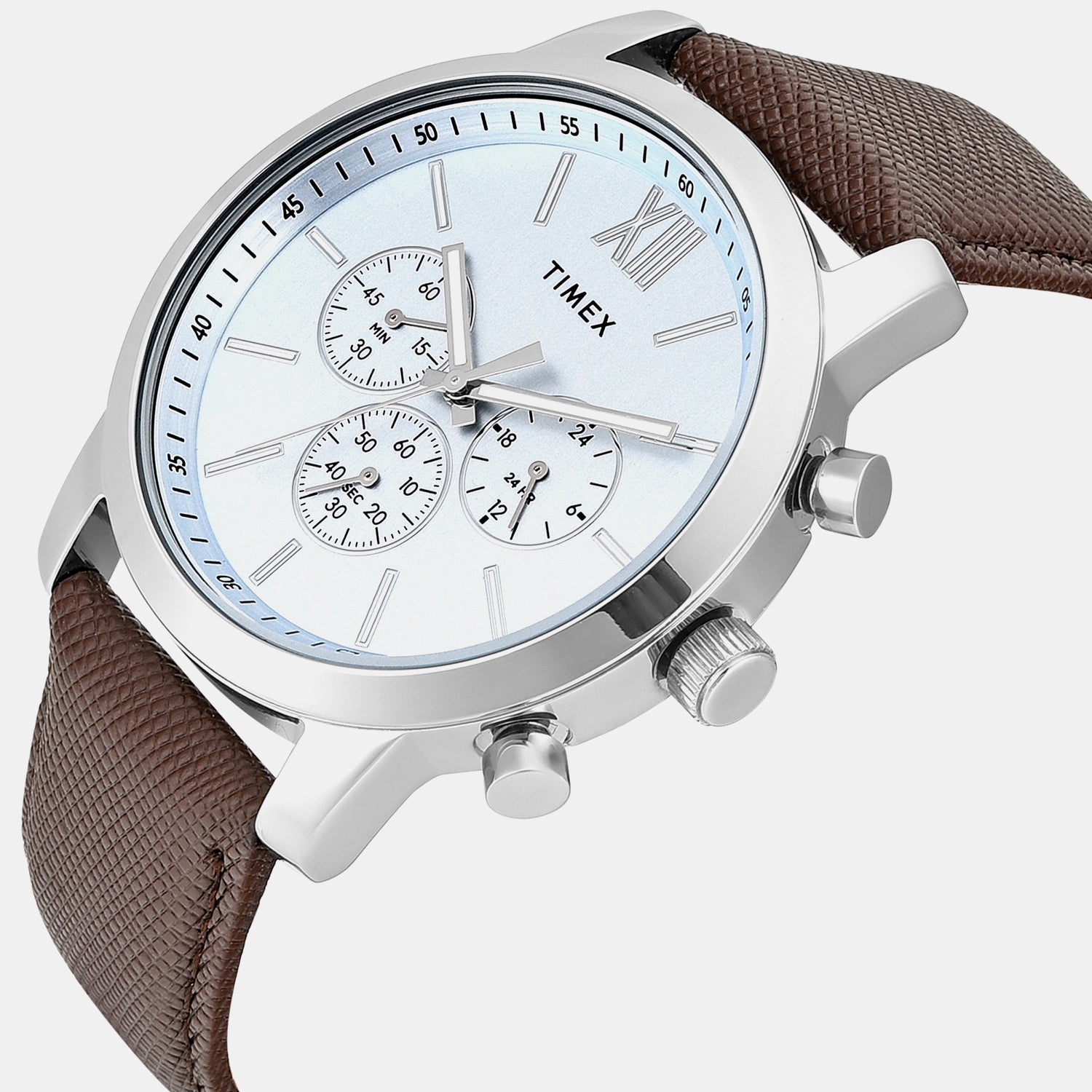 Timex Trendline Men Quartz Blue Dial Multi-Function Leather Watch Tweg32200