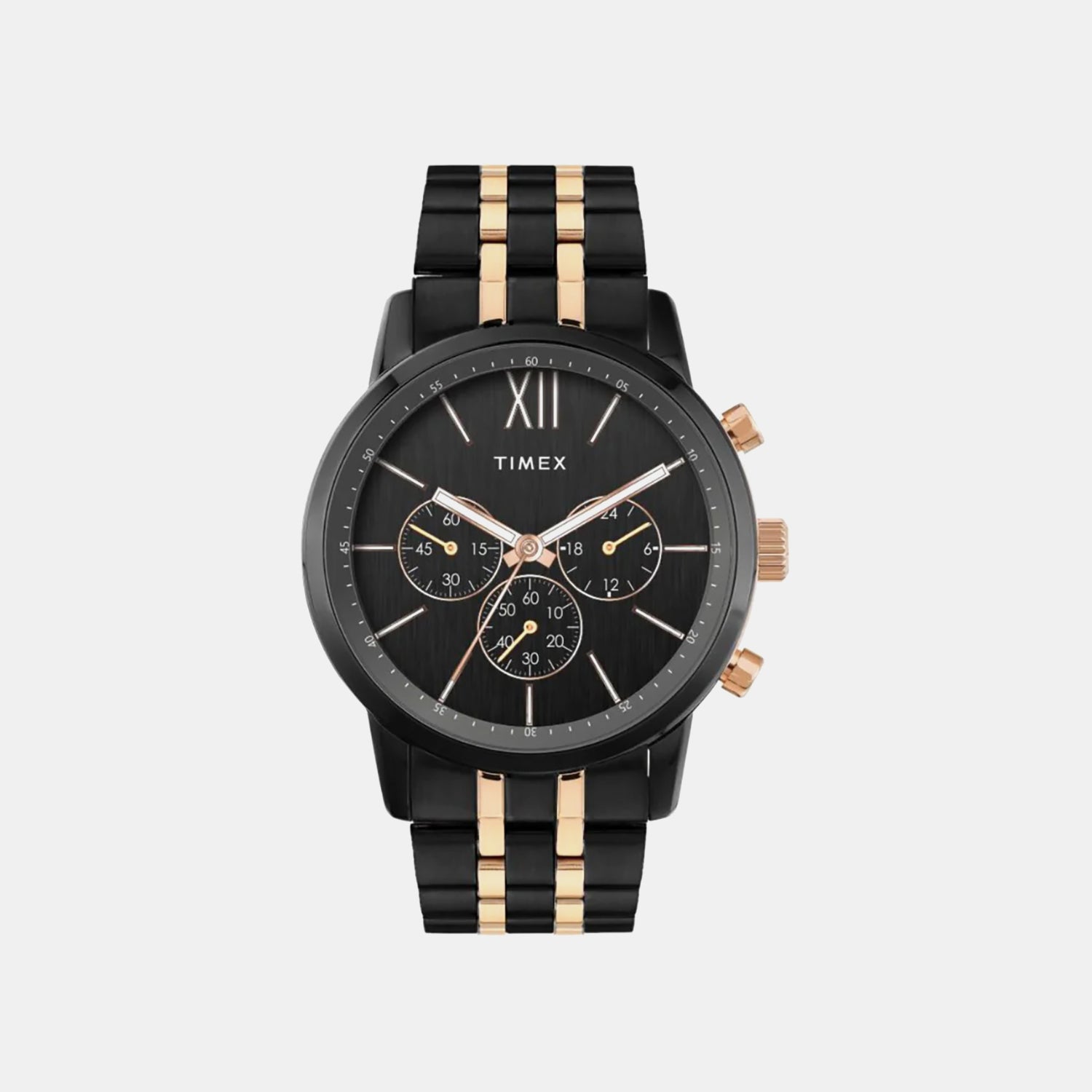 Timex Trendline Men Quartz Black Dial Chronograph Stainless Steel Watch Tweg32202