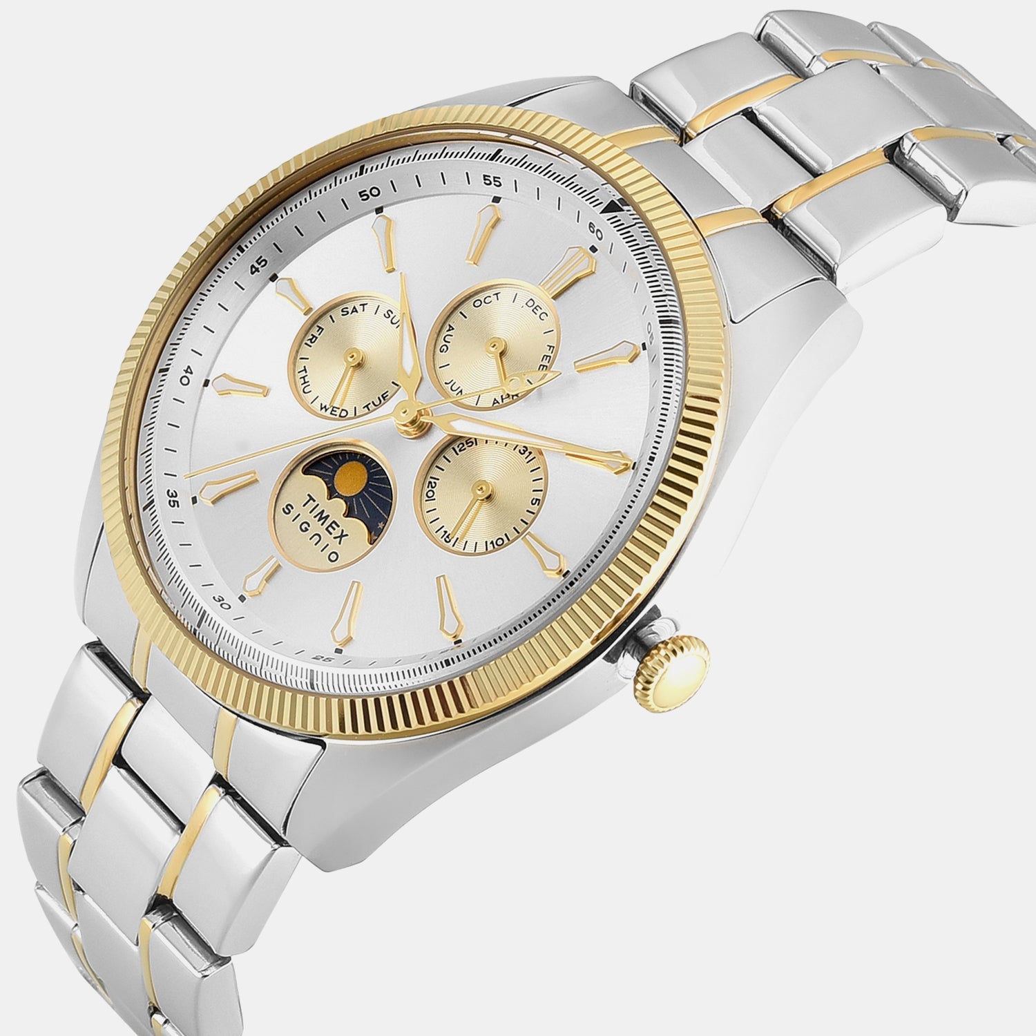 Timex Signio Men Quartz Silver Dial Multi-Function Stainless Steel Watch Tweg34401