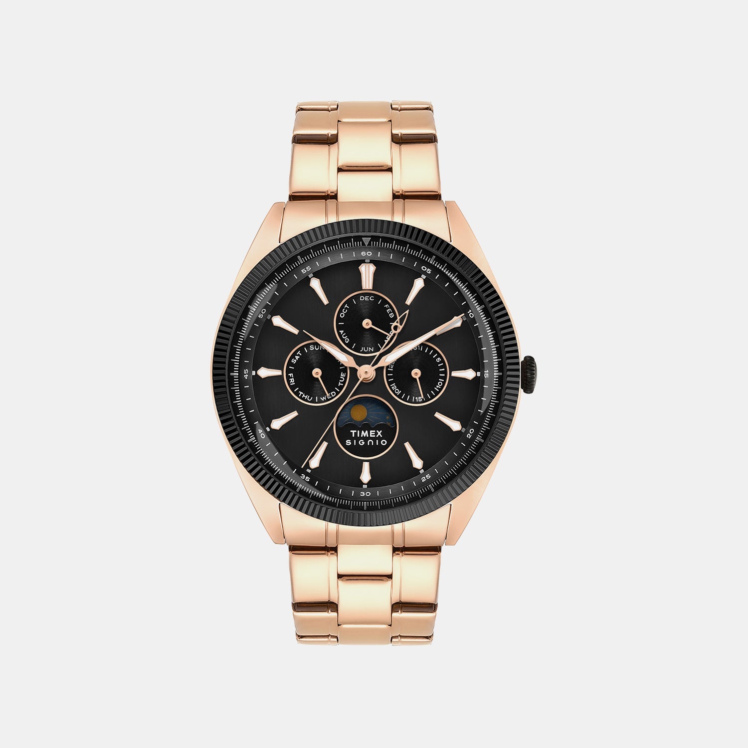 Timex Signio Men Quartz Black Dial Multi-Function Stainless Steel Watch Tweg34402