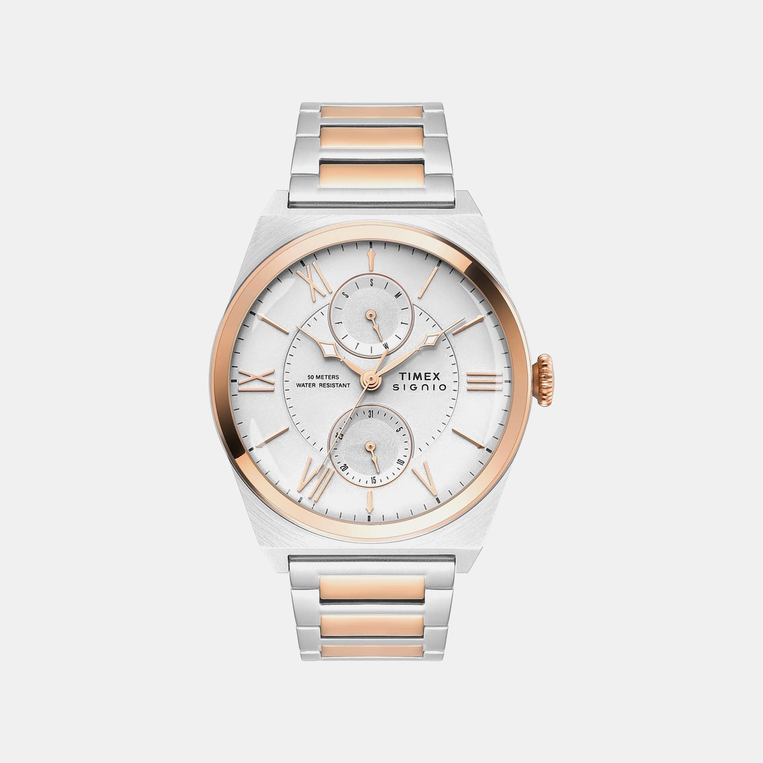 Timex Signio Men Quartz Silver Dial Multi-Function Stainless Steel Watch Tweg34500