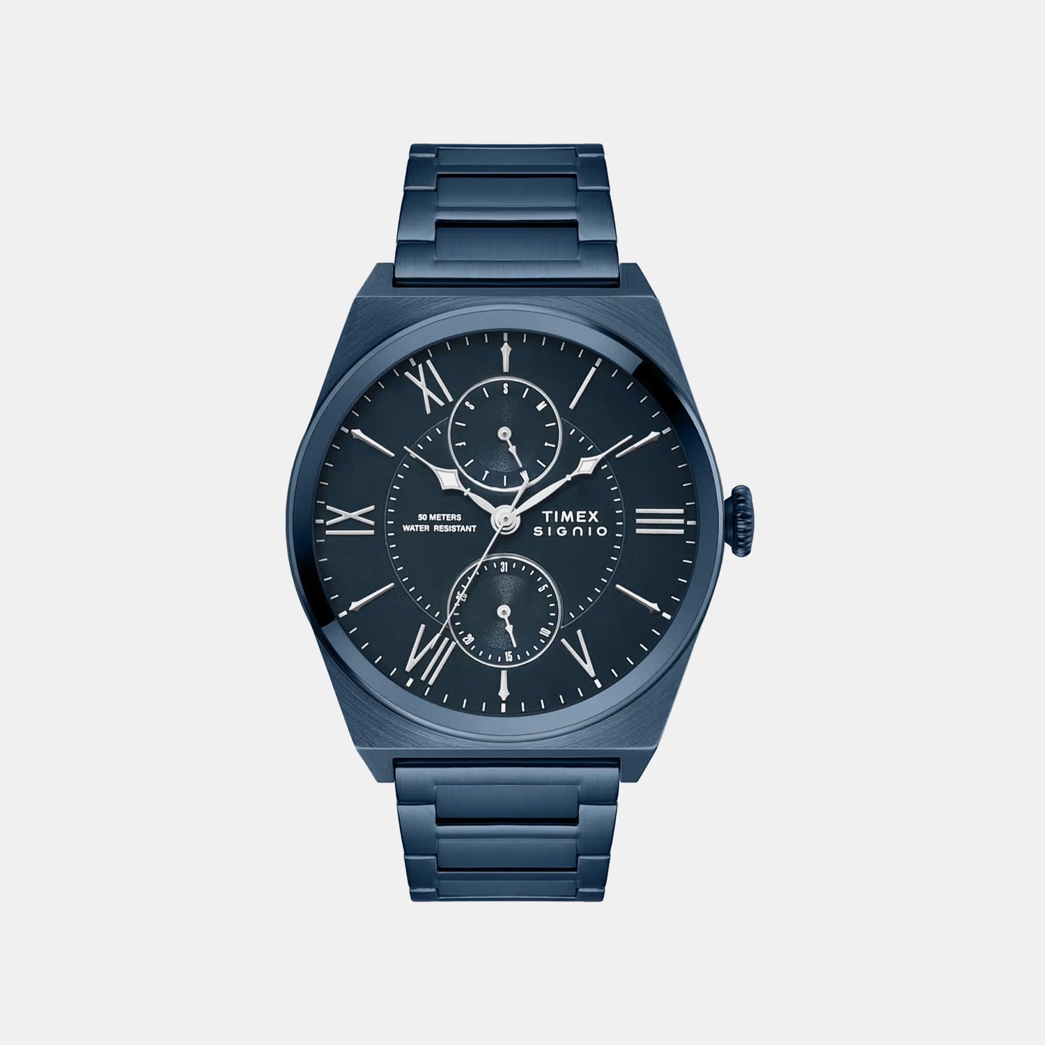 Timex Signio Men Quartz Blue Dial Multi-Function Stainless Steel Watch Tweg34501