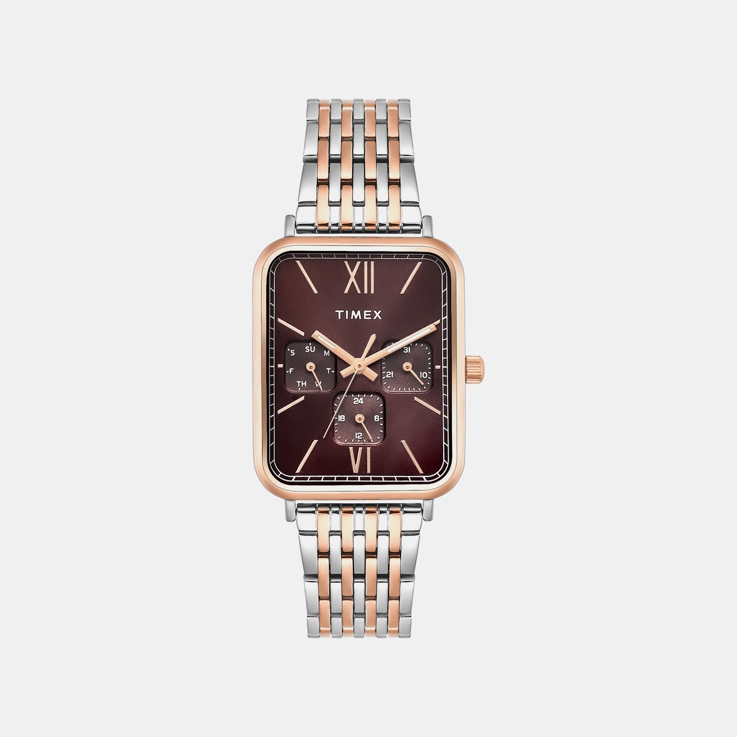 Timex Trendline Men Quartz Brown Dial Multi-Function Stainless Steel Watch Tweg34601