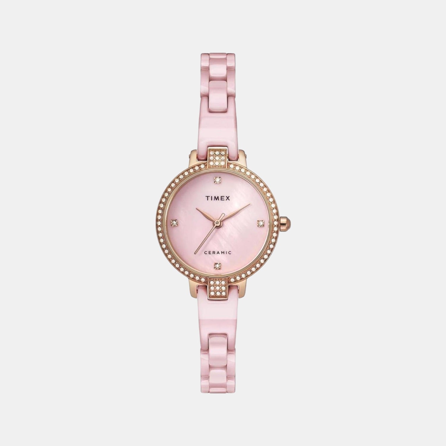 Timex Women Quartz Pink Dial Analog Ceramic Watch Twel15701