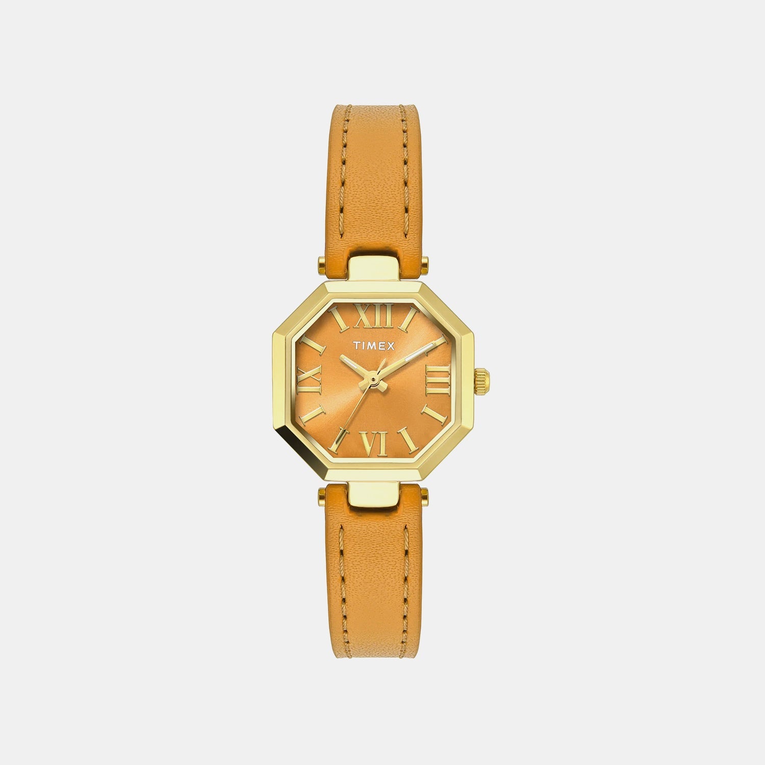 Timex Trendline Women Quartz Yellow Dial Analog Leather Watch Twel26900