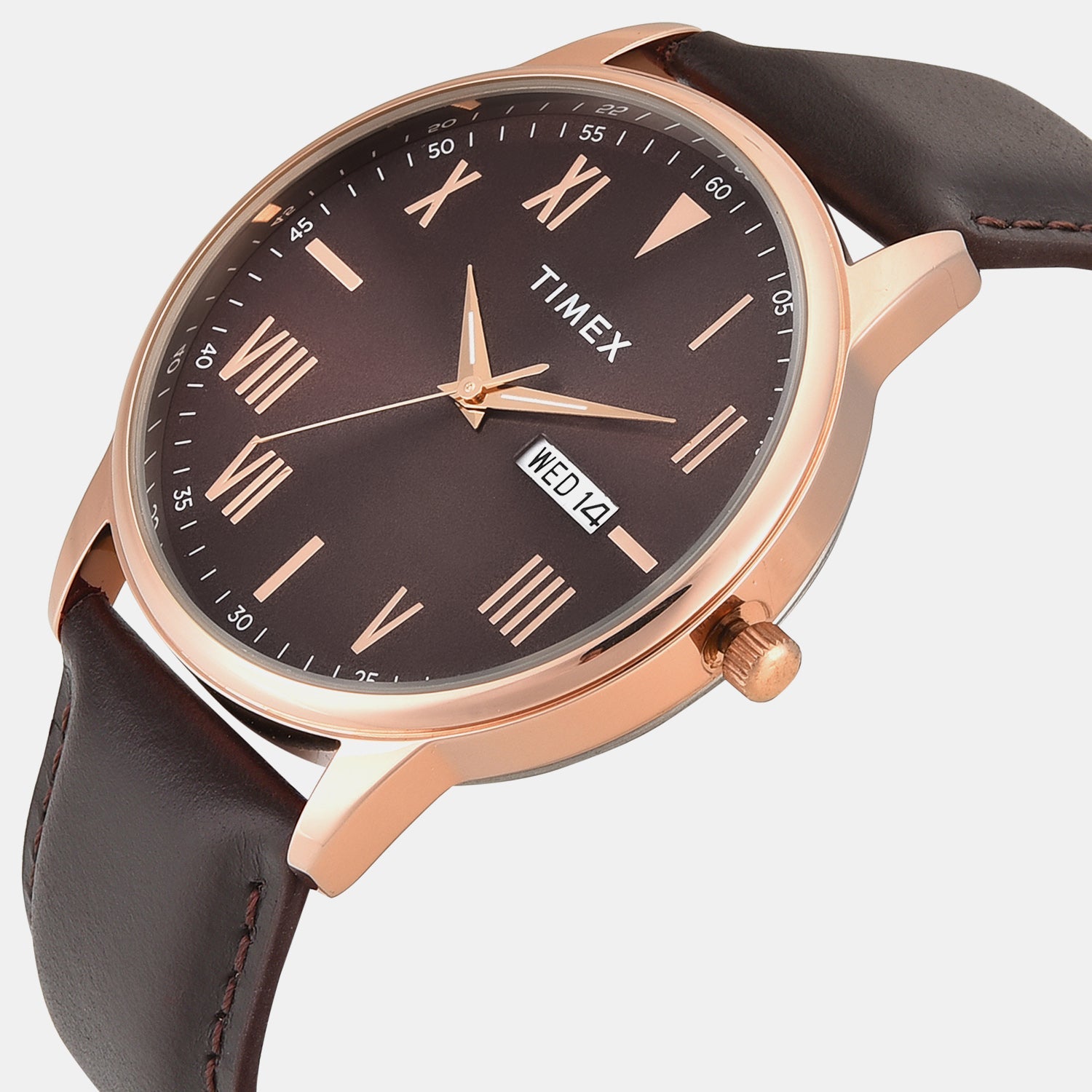 Timex Trendline Men Quartz Brown Dial Analog Leather Watch Twtg12114