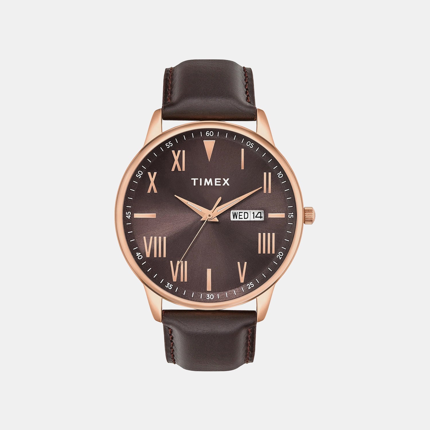 Timex Trendline Men Quartz Brown Dial Analog Leather Watch Twtg12114
