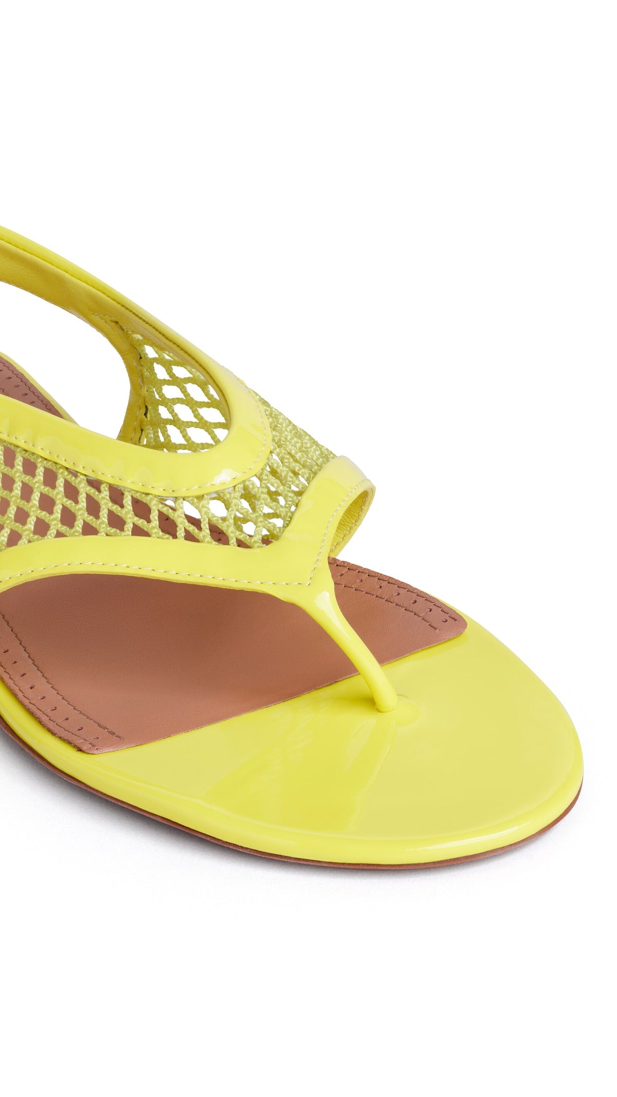 Alaïa Fishnet Thong Sandals In Patent Calfskin