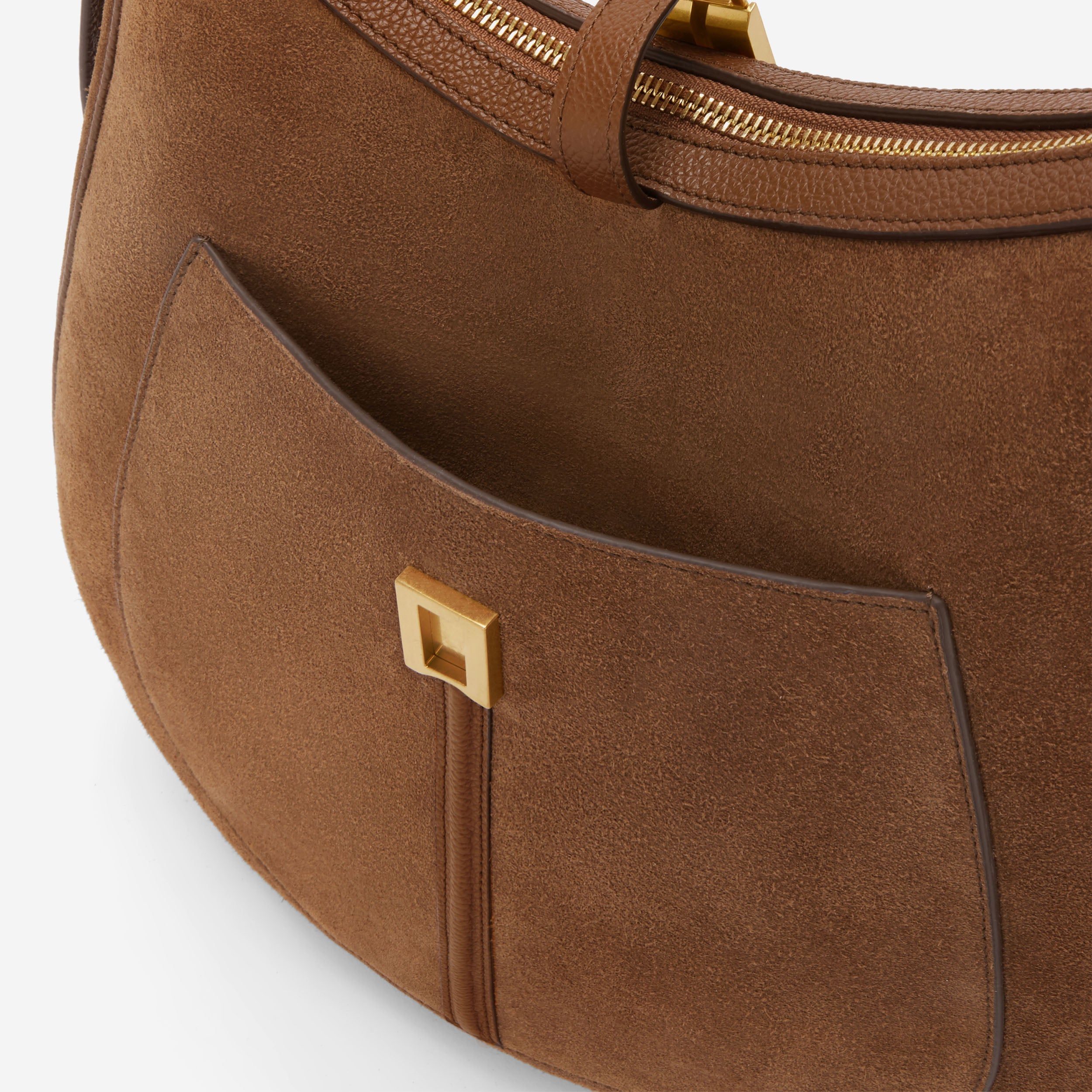 DeMellier The Siena Hobo deep tan suede & deep tan small grain