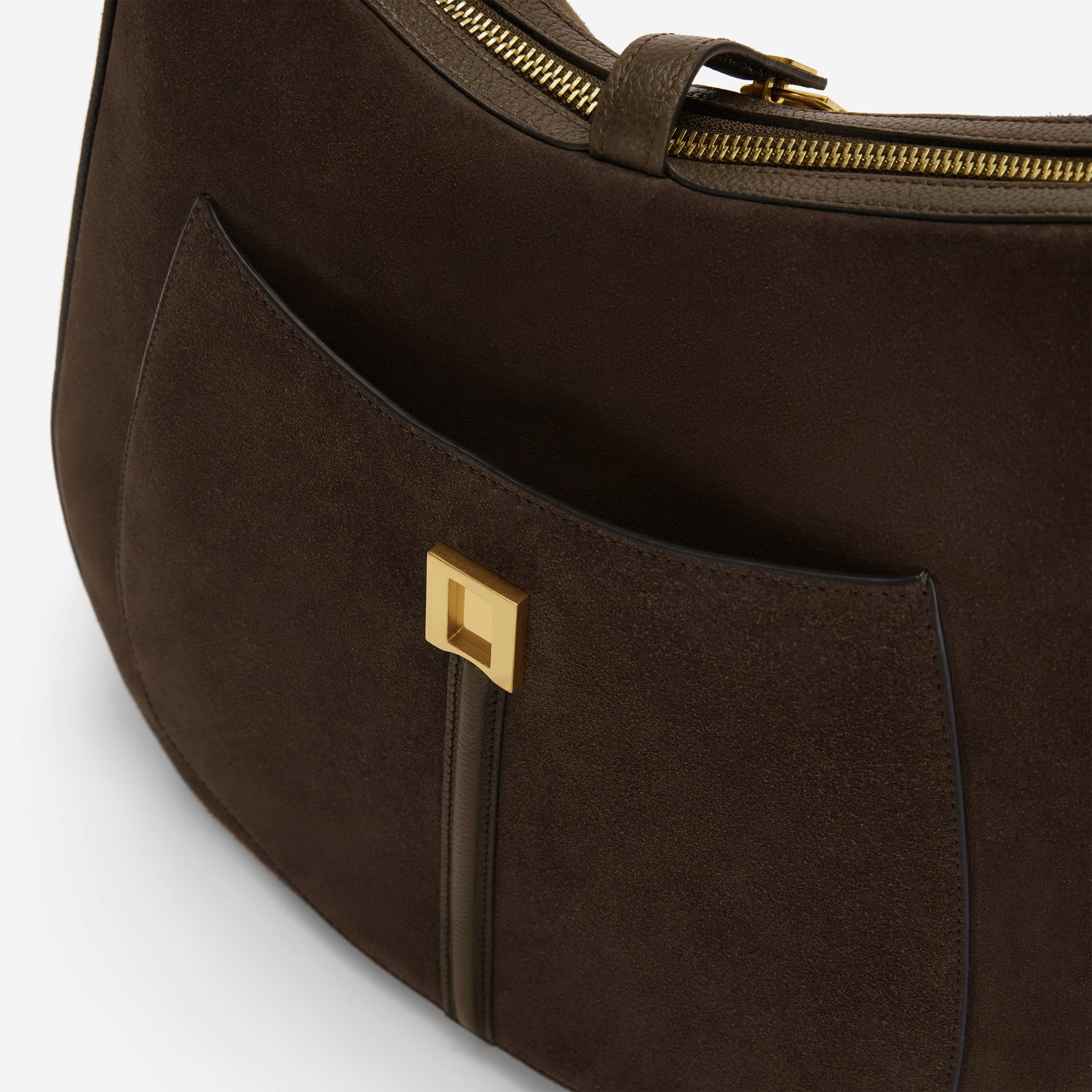 DeMellier The Siena Hobo mocha suede & mocha small grain