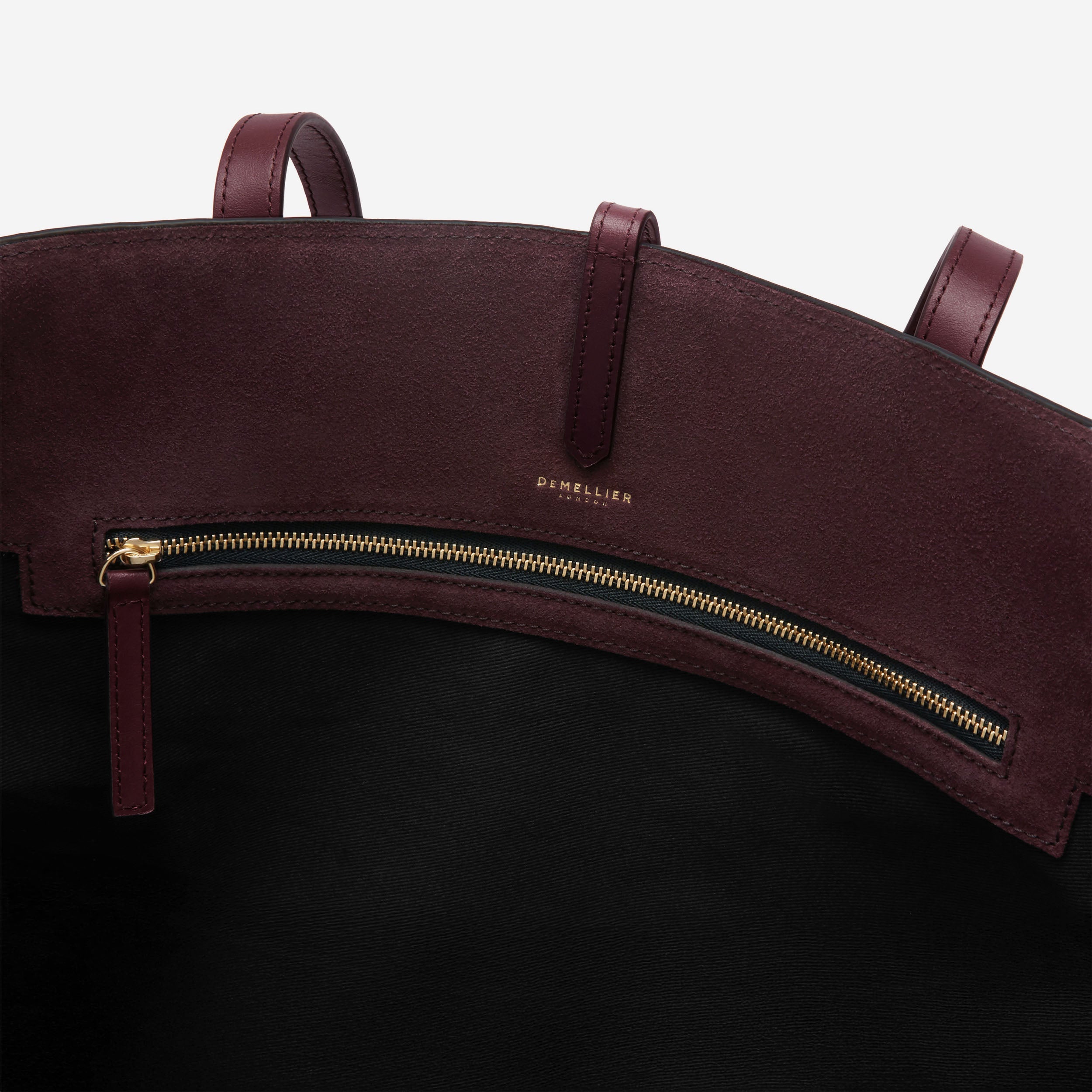 DeMellier The Tokyo Tote burgundy suede & burgundy smooth