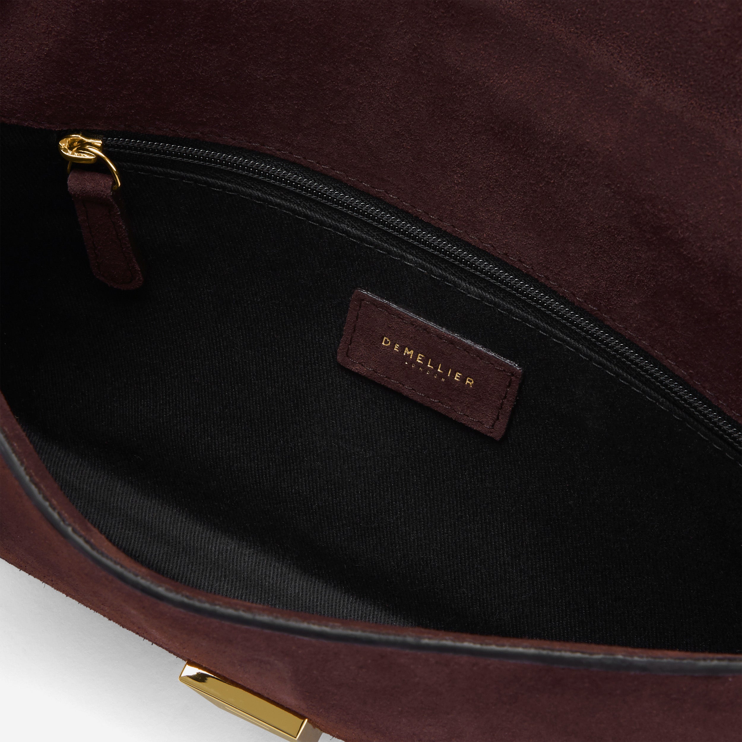 DeMellier The Vancouver Clutch burgundy suede & burgundy smooth