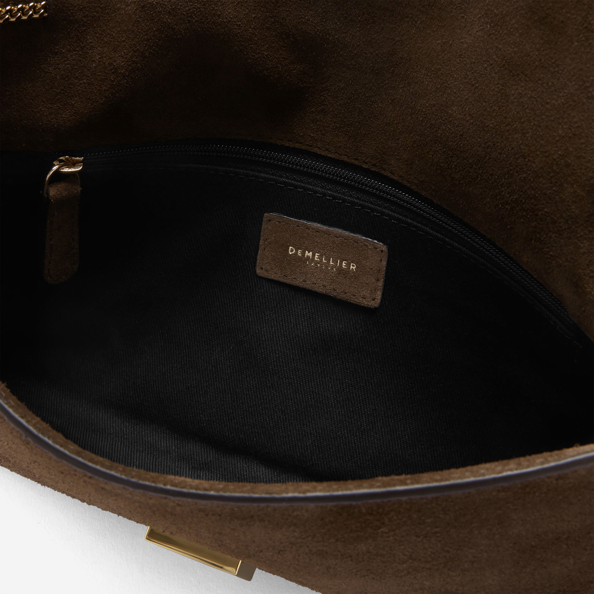DeMellier The Vancouver Clutch mocha suede & mocha smooth