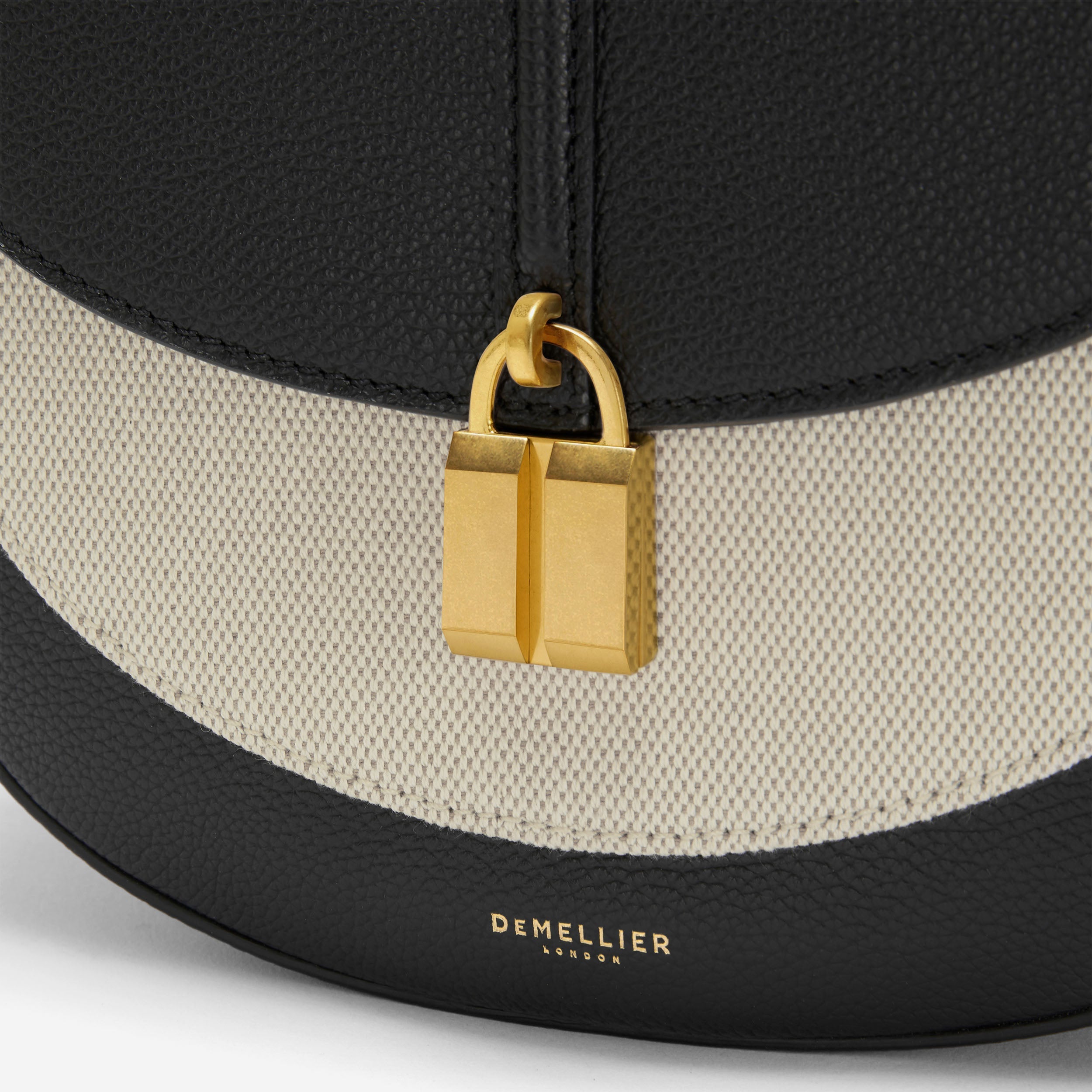 DeMellier The Siena Saddle salt & pepper canvas black small grain
