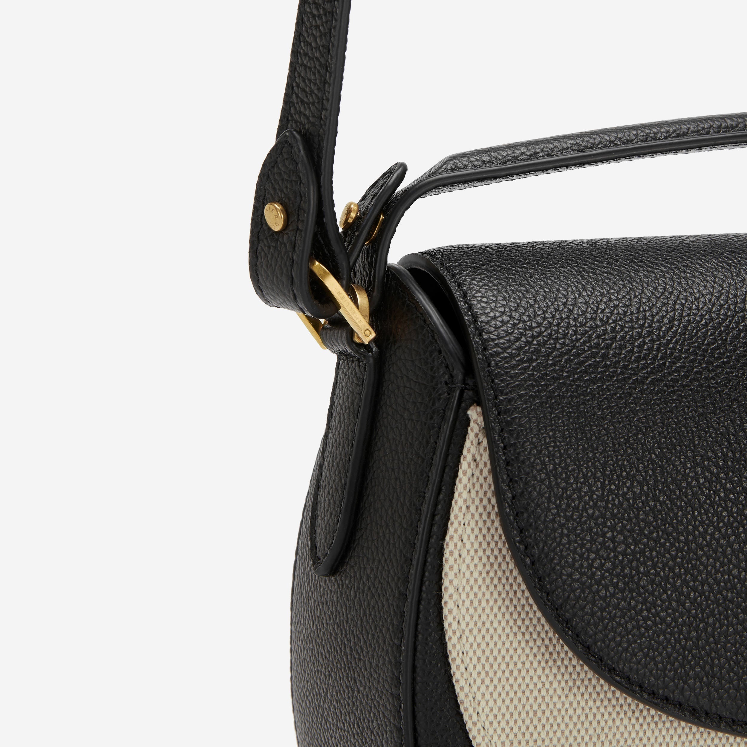 DeMellier The Siena Saddle salt & pepper canvas black small grain