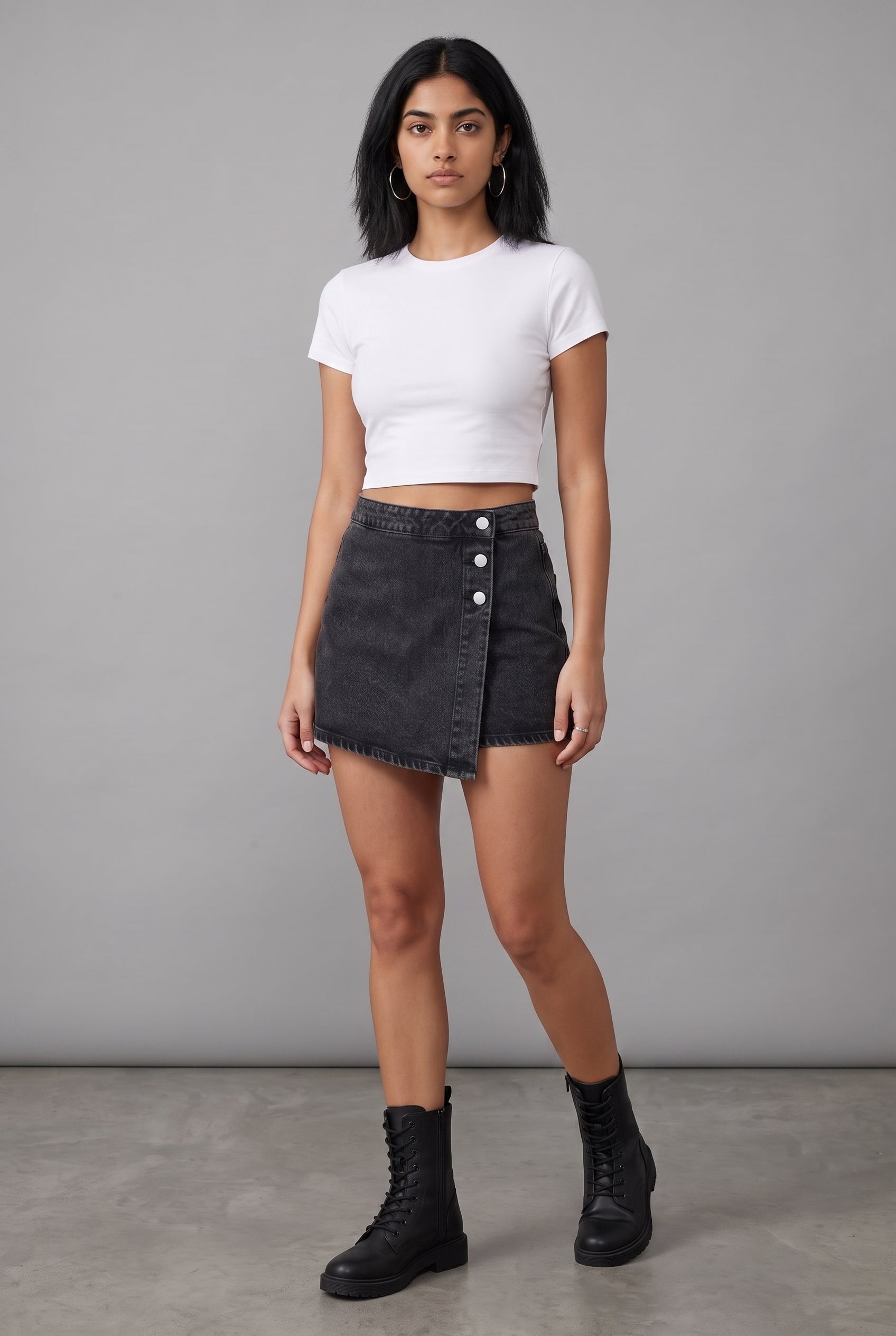 BLACK DENIM WOMEN'S SKORT