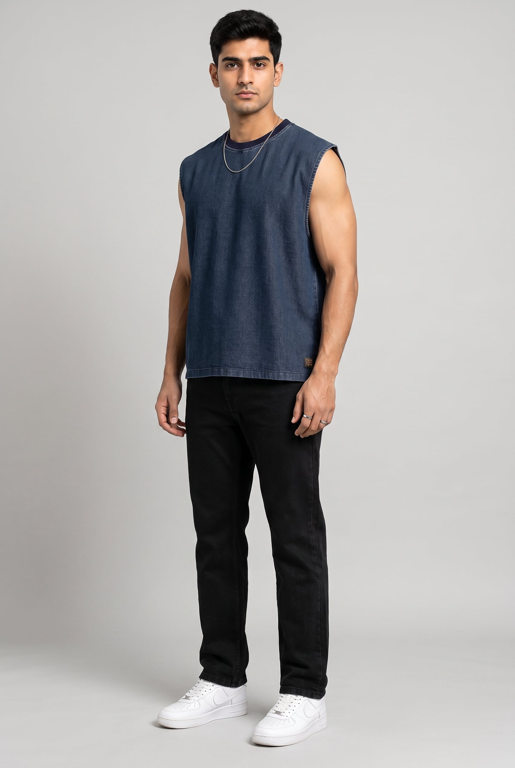 BLUE DENIM MEN'S TANK TOP