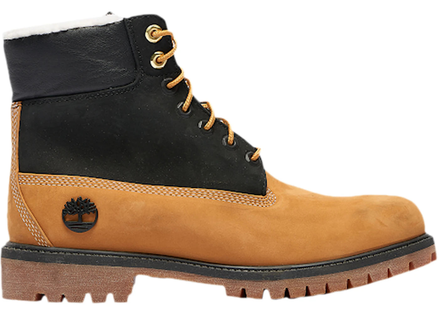 timberland 6" premium boot shearling wheat black (gs)