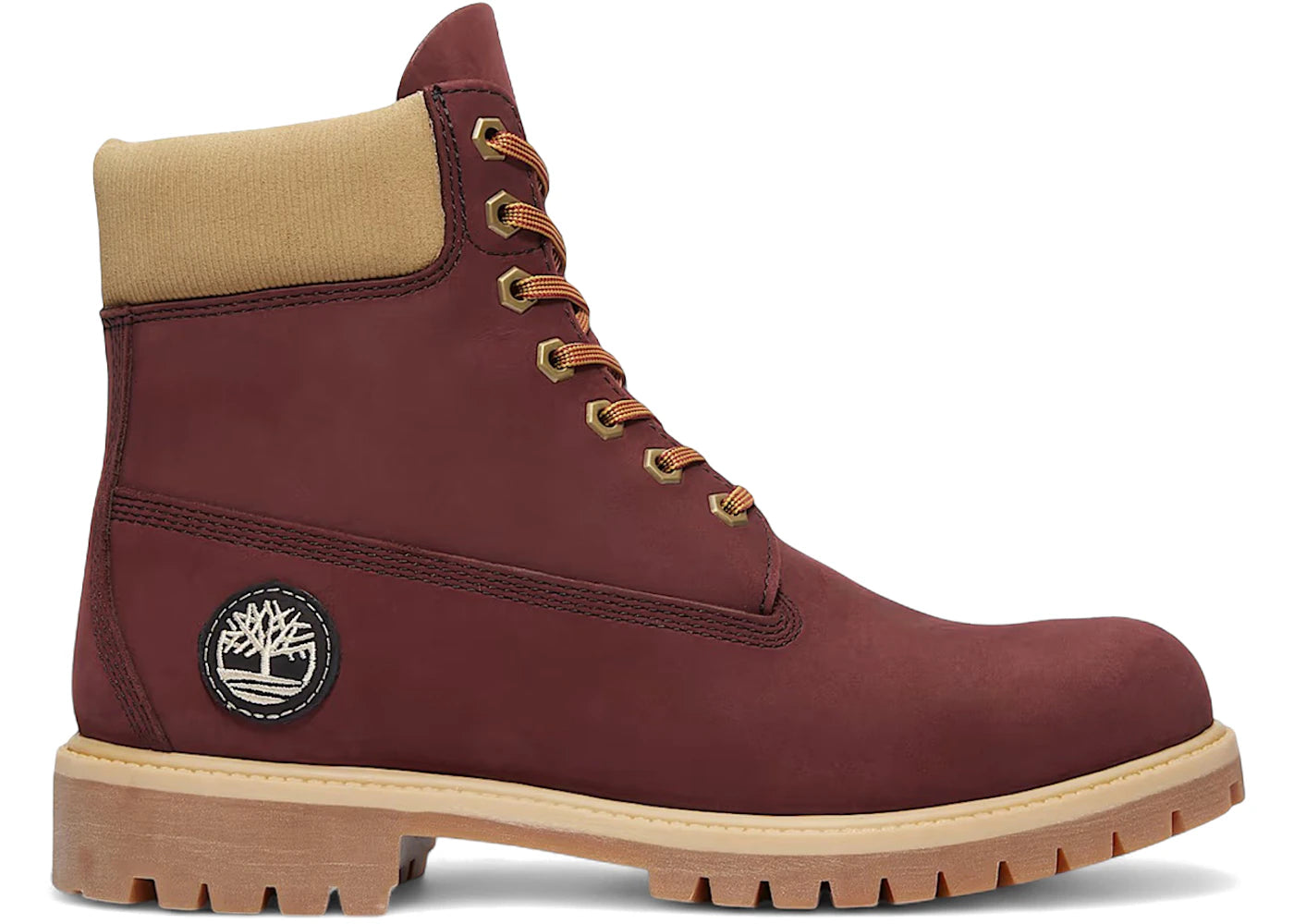 timberland 6" premium waterproof boot burgundy beige nubuck