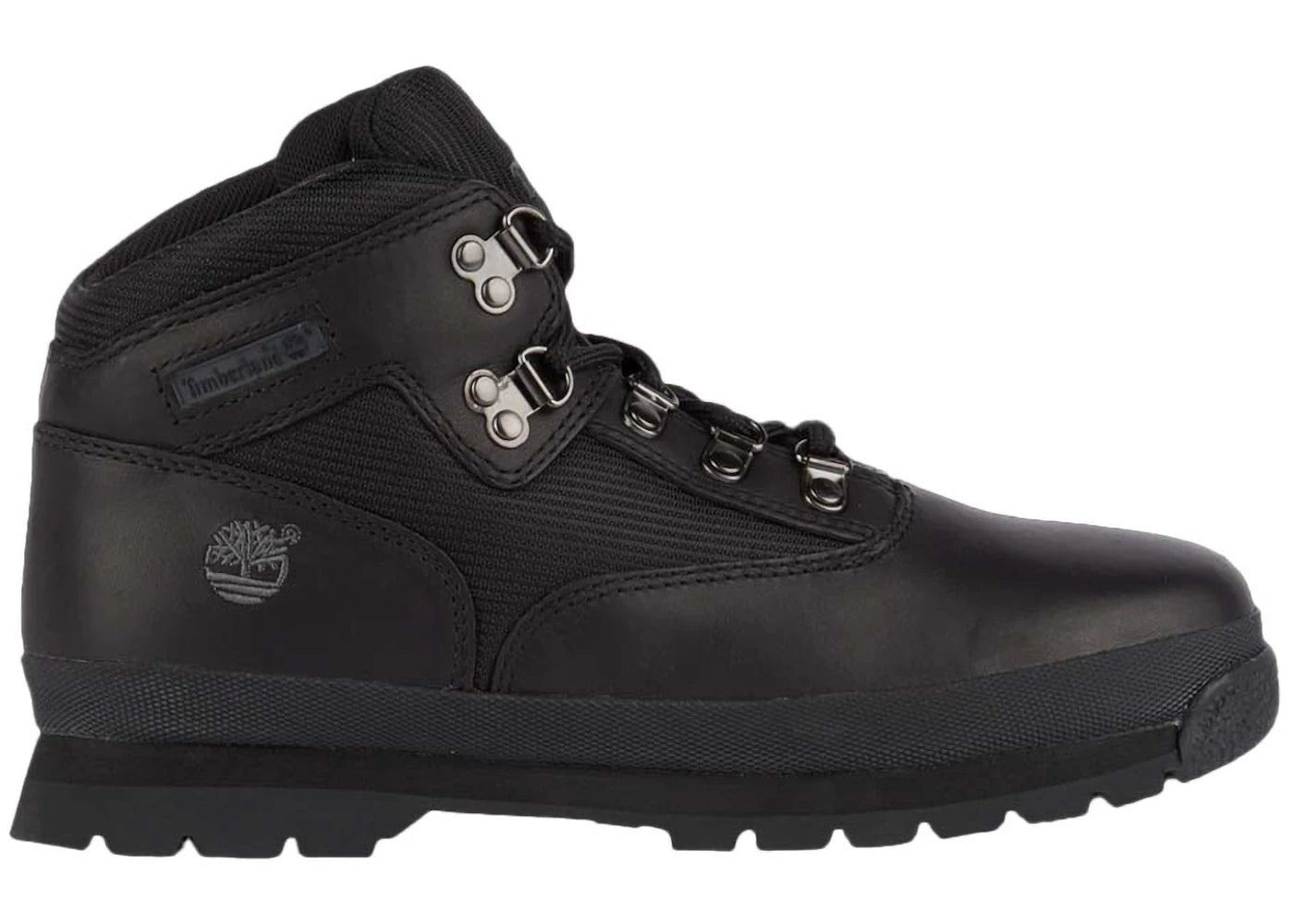 timberland euro hiker mid lace up boot black (gs)