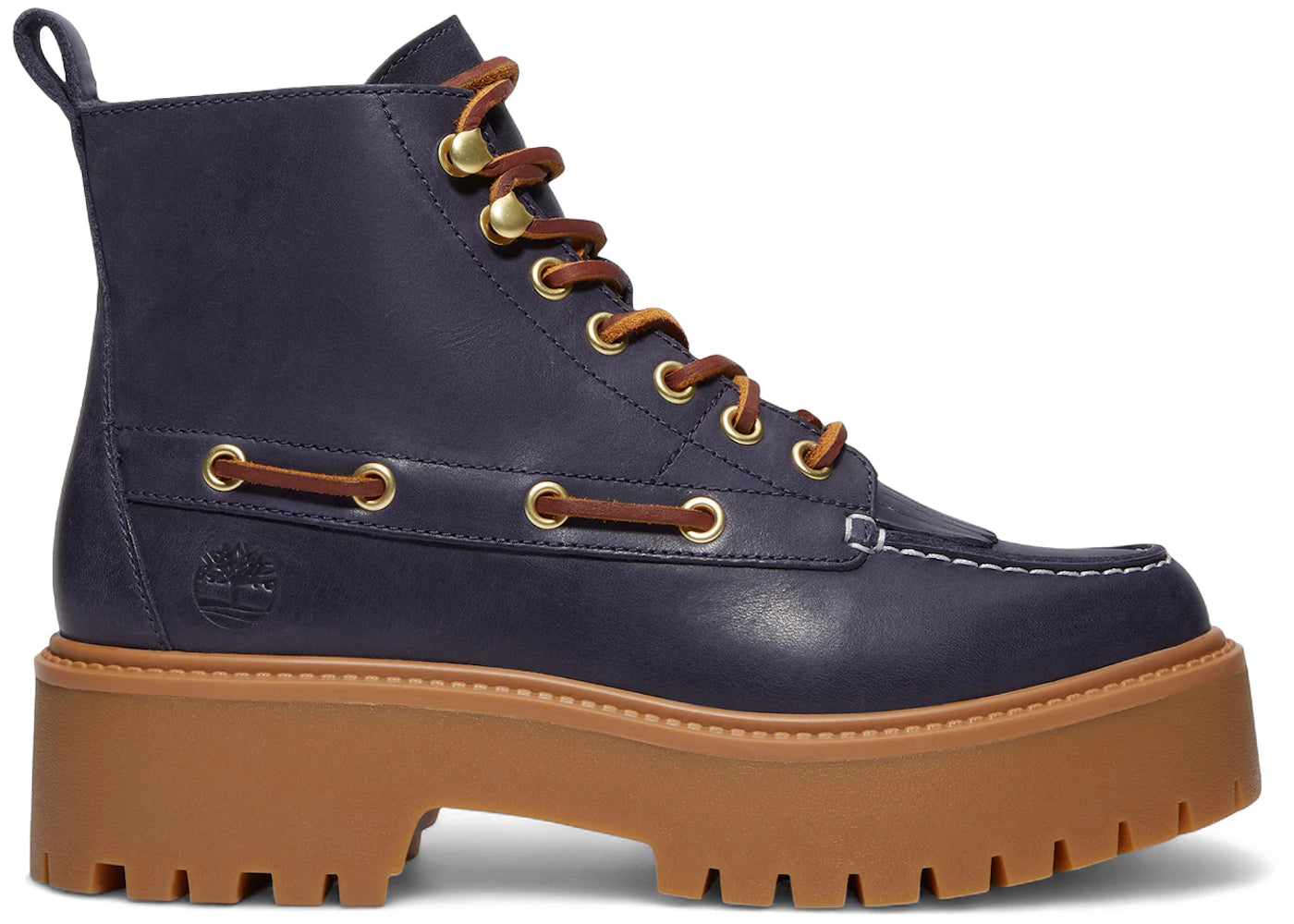 Timberland Stone Street Mid 7-Eye Platform Kiltie Boot Dark Blue Full-Grain (Women'S)