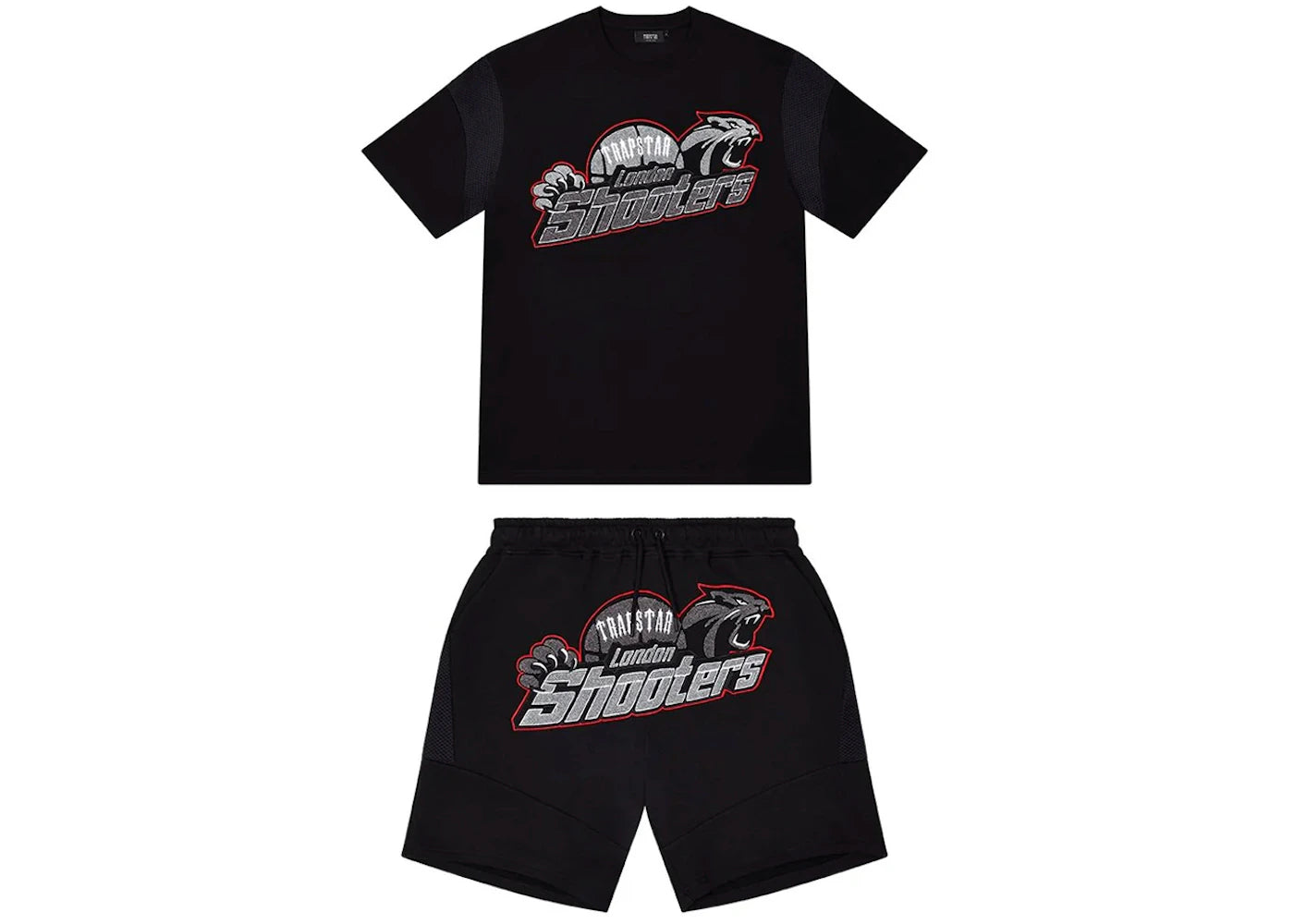 trapstar shooters hoodie short set black/red