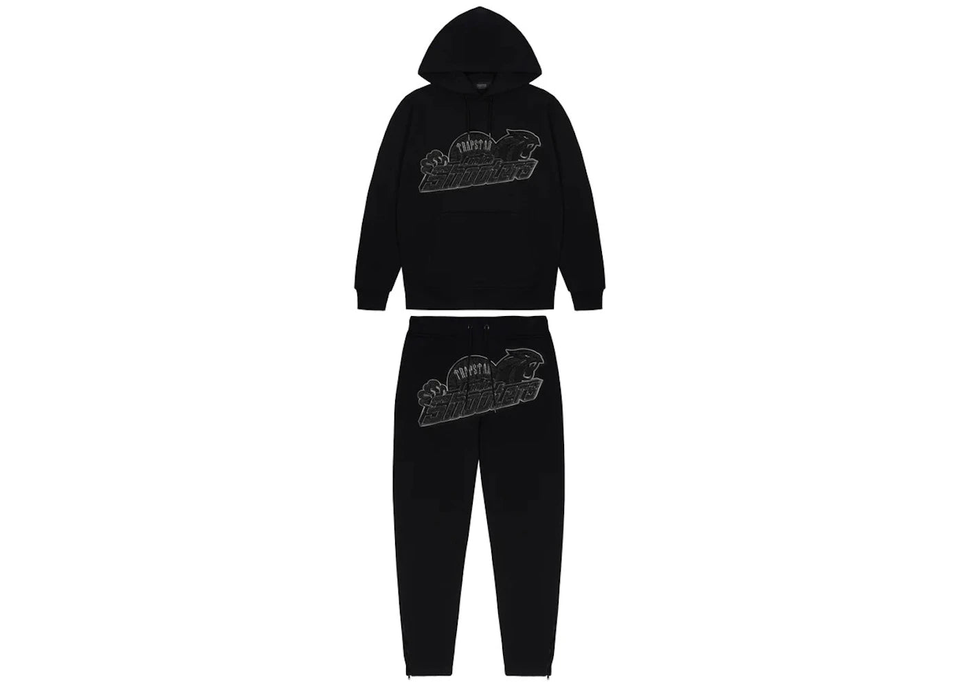 trapstar shooters hoodie tracksuit black monochrome edition