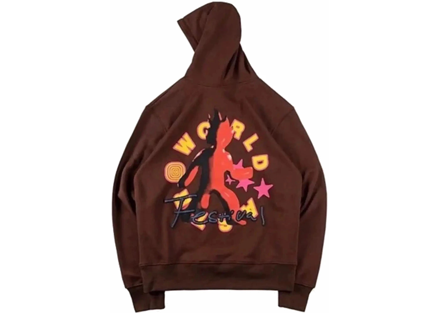 travis scott astrofest flame guy hoodie brown