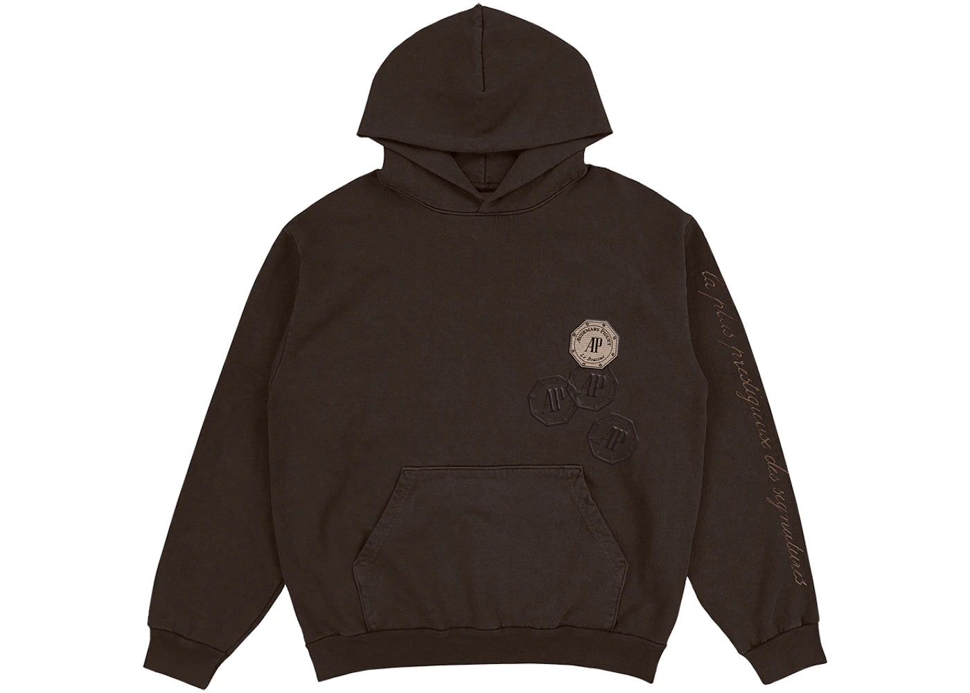 travis scott cj x audemars piguet emblem hoodie dark brown