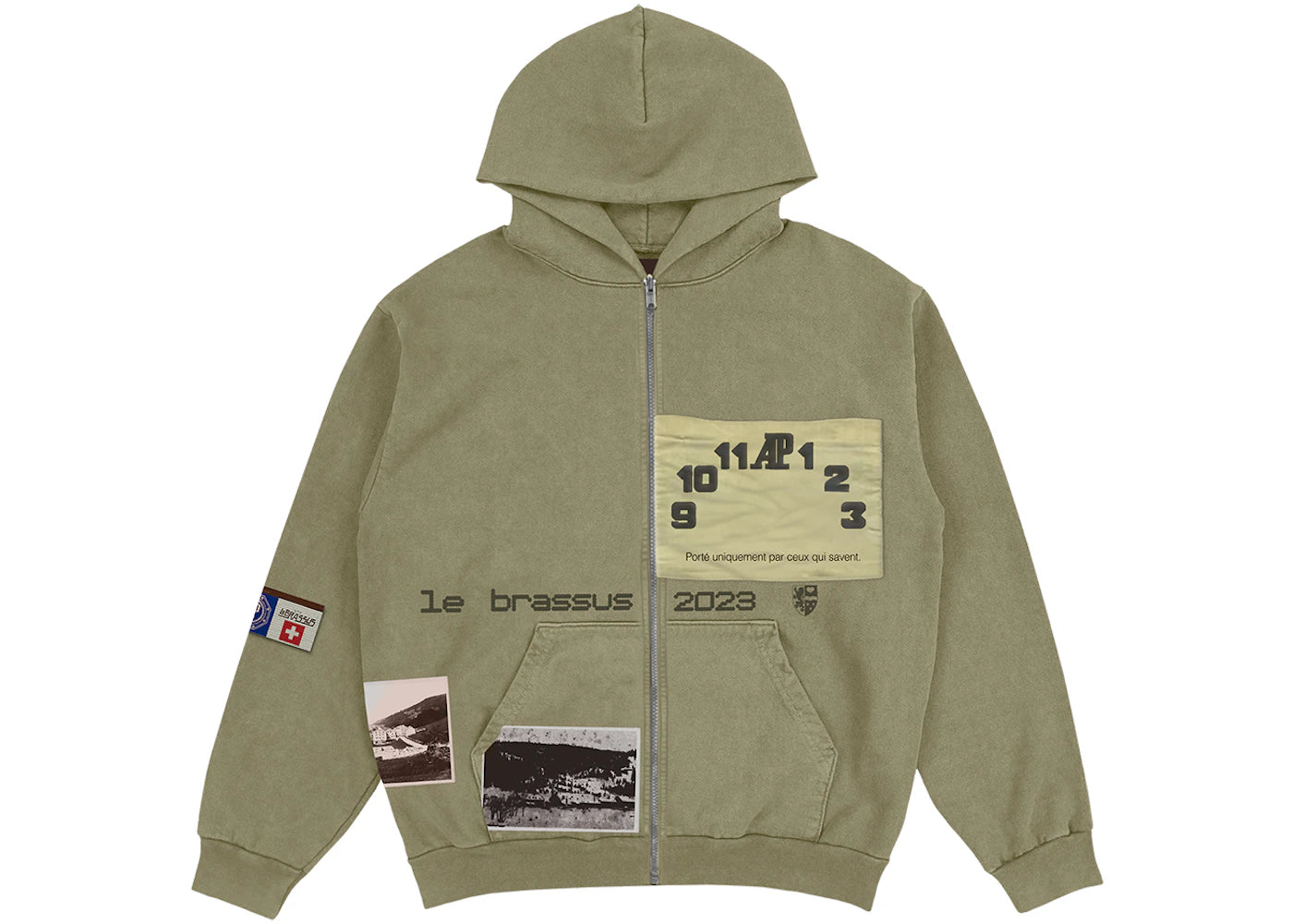 travis scott cj x audemars piguet le brassus zip up hoodie khaki brown