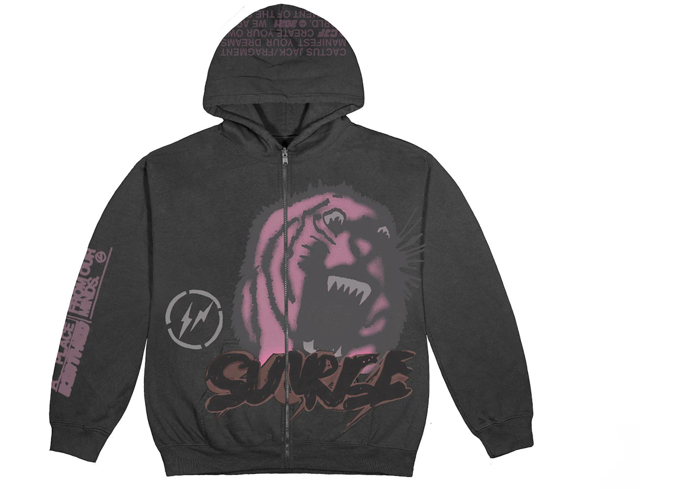 travis scott cactus jack for fragment sunrise zip up hoodie black