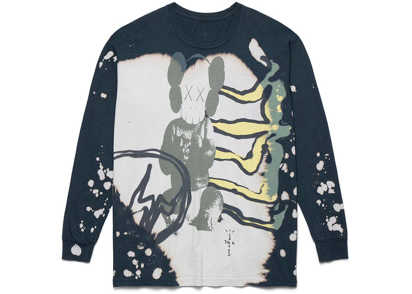 travis scott cactus jack + kaws for fragment l/s tee multi grey