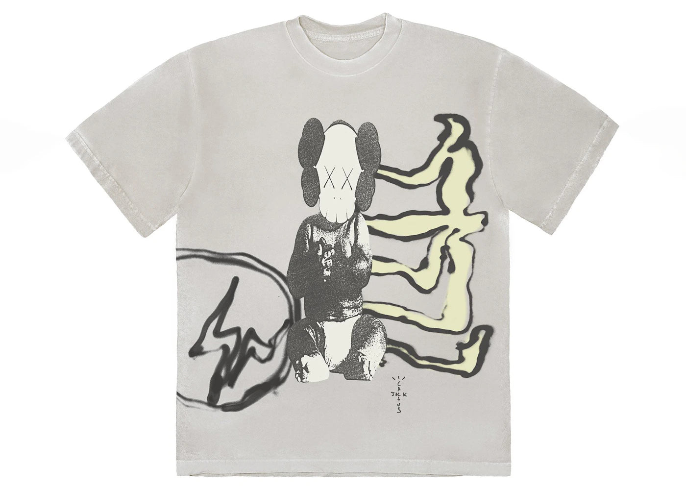 travis scott cactus jack + kaws for fragment tee aged yellow