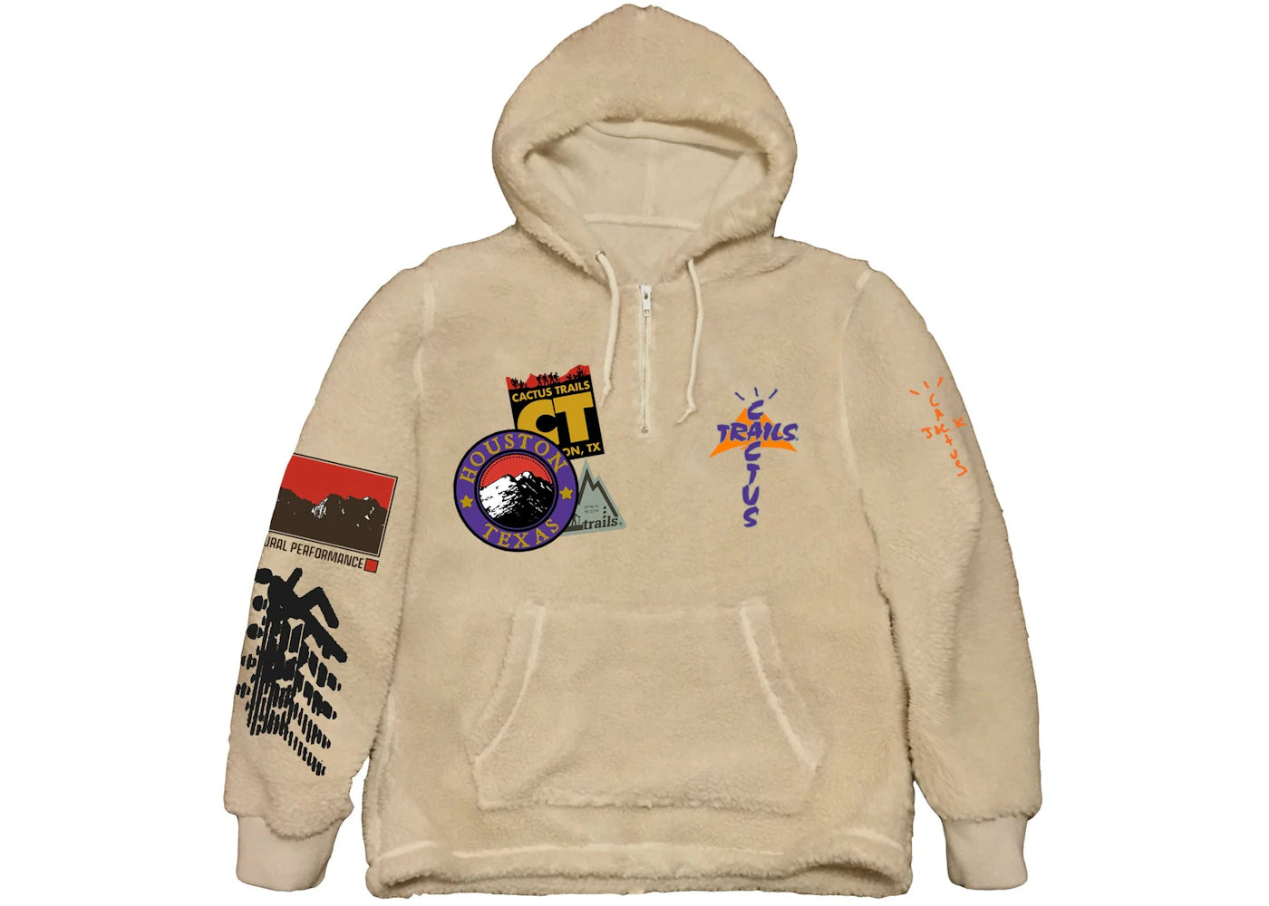 travis scott cactus trails half-zip sherpa hoodie natural
