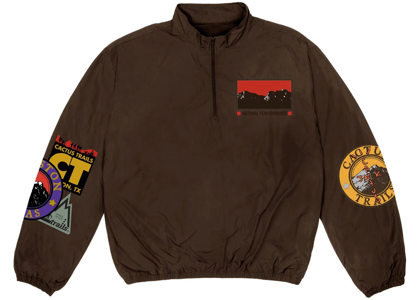 travis scott cactus trails half-zip windbreaker brown