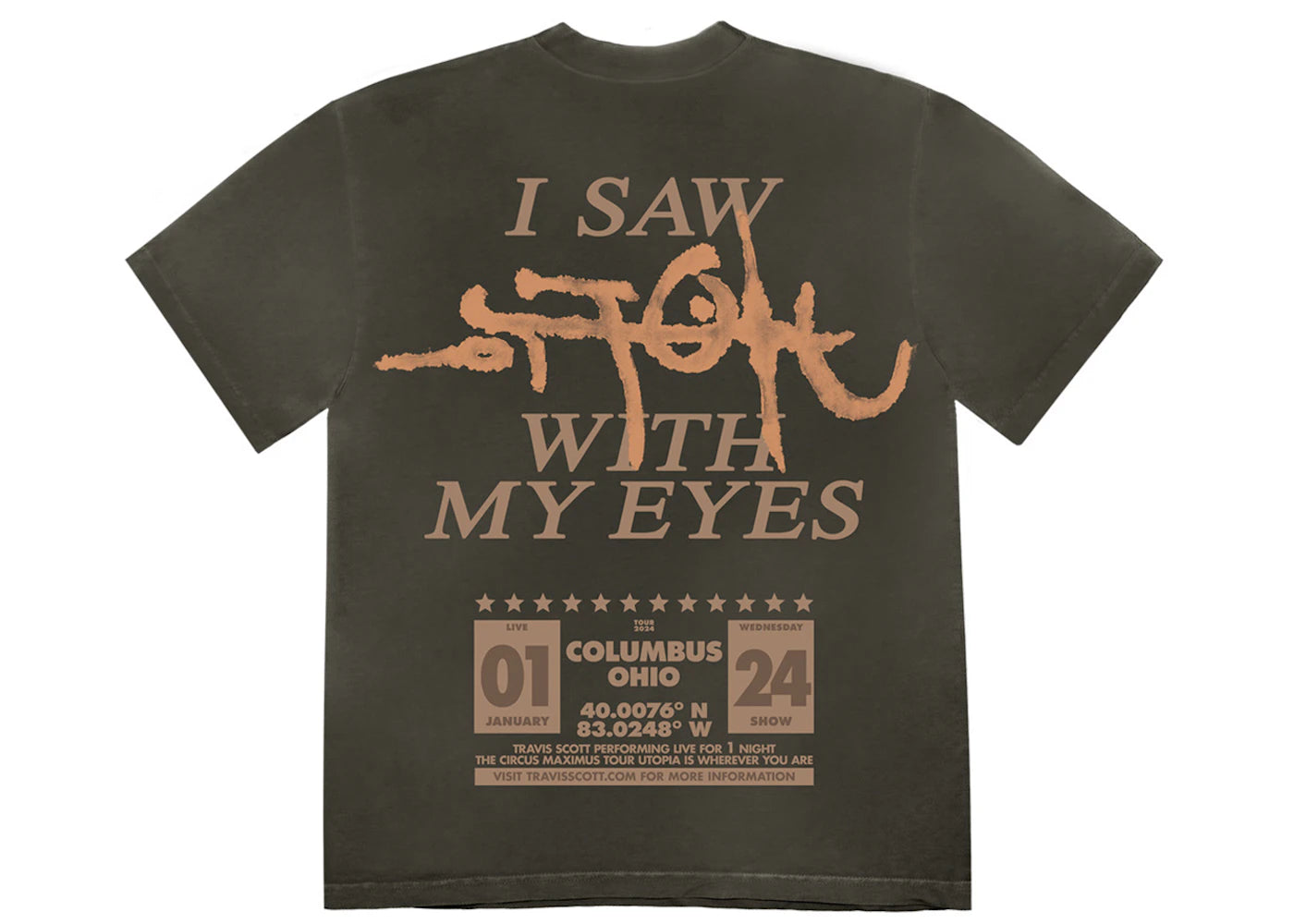 Travis Scott Utopia Is In Columbus Tee Brown – Kicks Machine