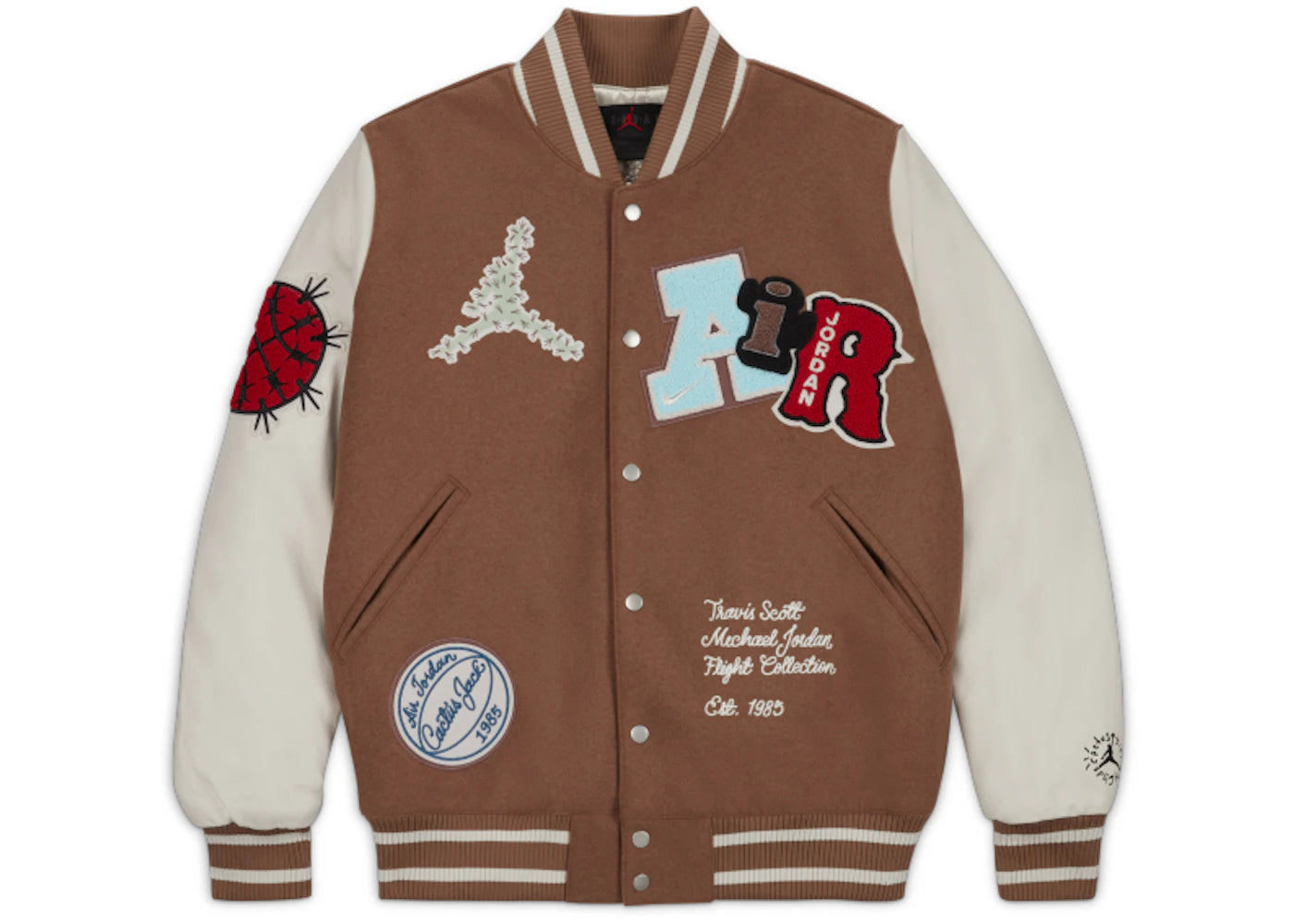 travis scott x jordan varsity jacket antique brown