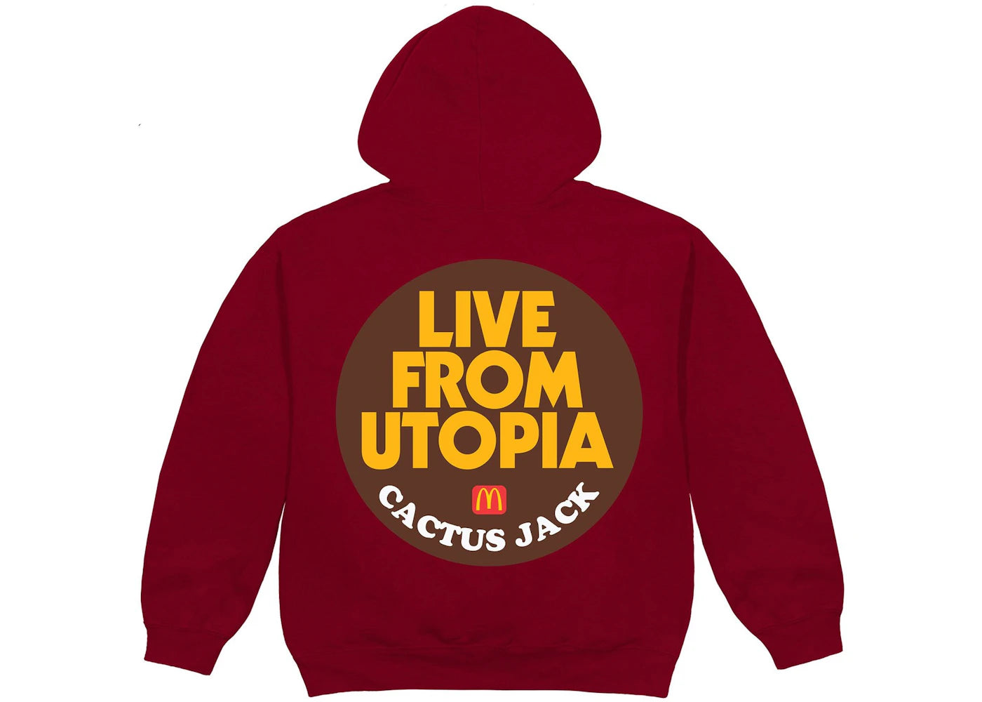 travis scott x mcdonald's live from utopia sticker hoodie burgundy