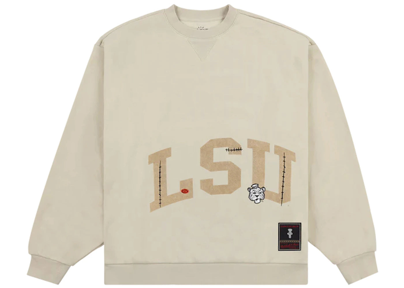 travis scott x mitchell & ness lsu tigers pullover sweatshirt tan