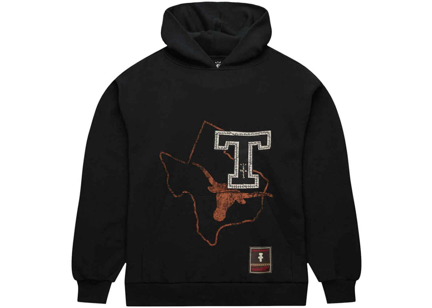 travis scott x mitchell & ness texas longhorns overlap pullover hoodie black