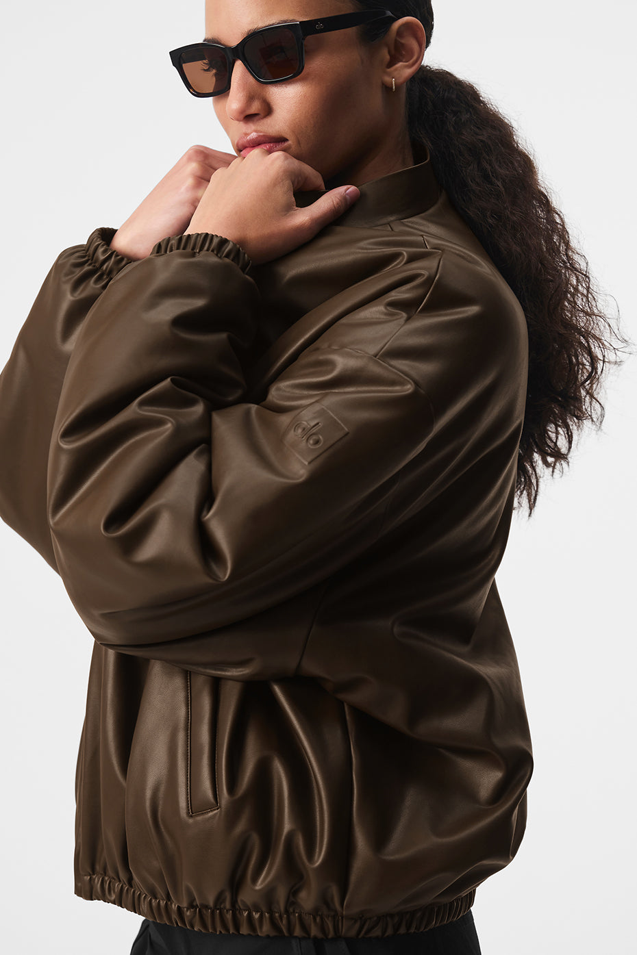 Alo Yoga Women'S Faux Leather Premier Bomber