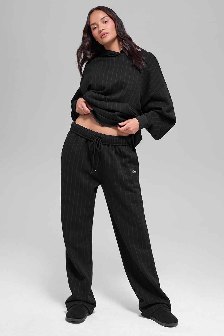 Alo Yoga Women'S Pinstripe Straight Leg Sweatpant