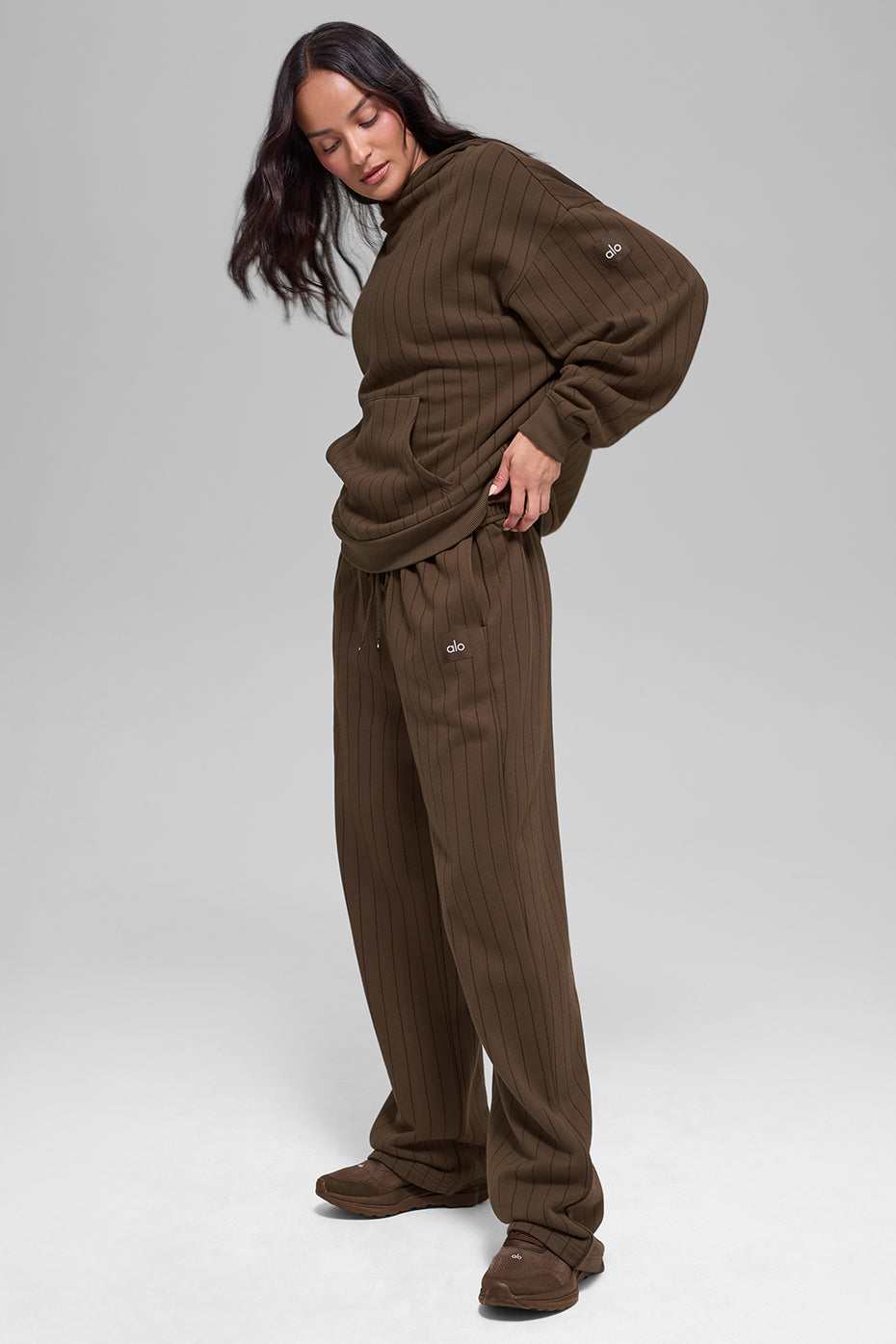 Alo Yoga Women'S Pinstripe Straight Leg Sweatpant