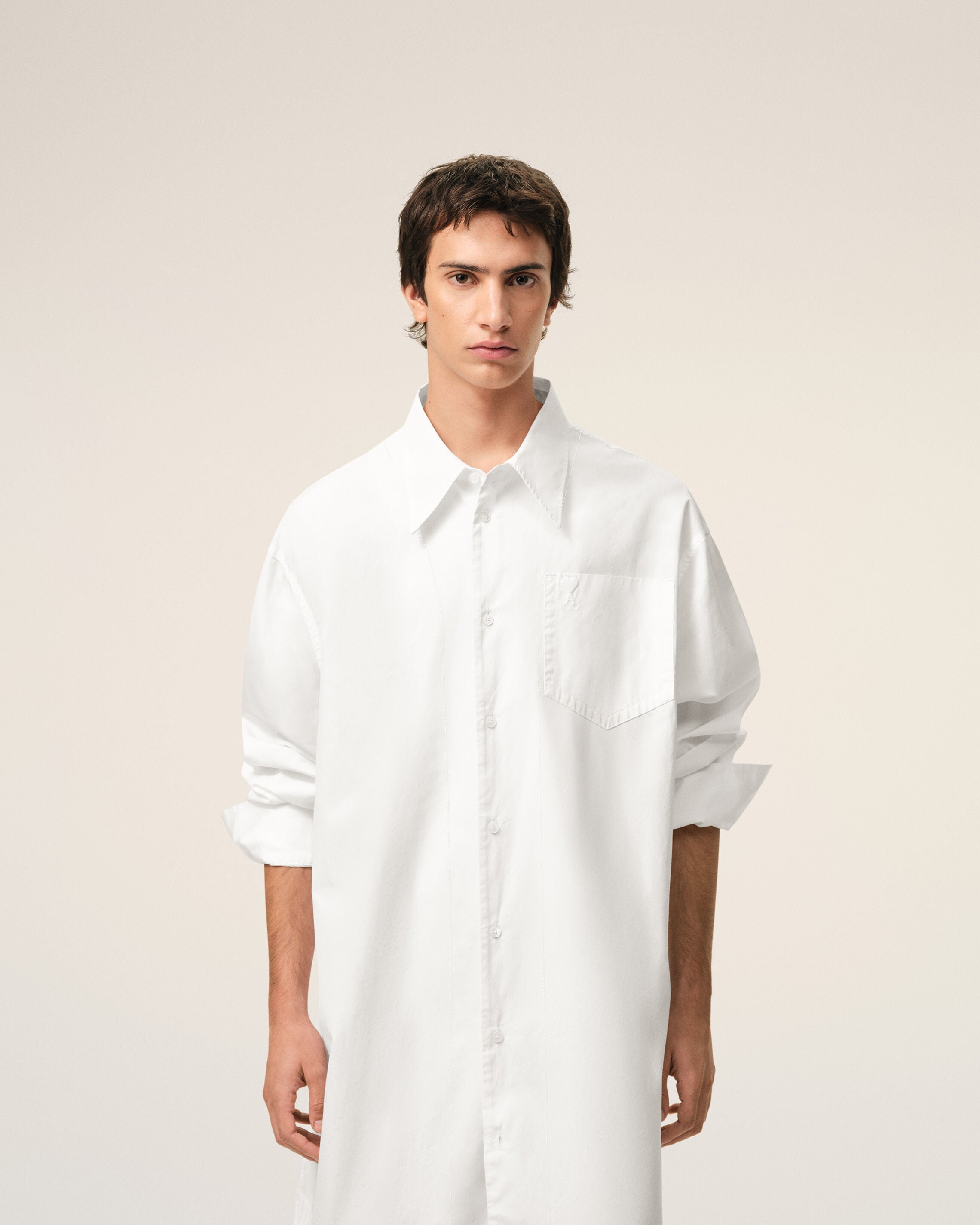White Cotton Ami De Coeur Wide Shirt Dress