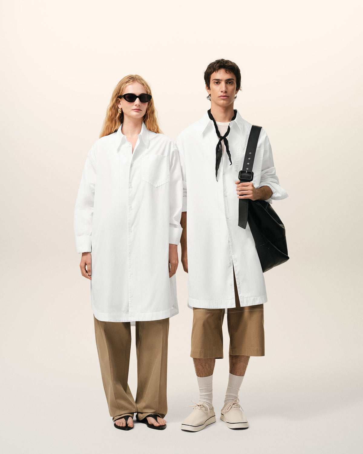 White Cotton Ami De Coeur Wide Shirt Dress
