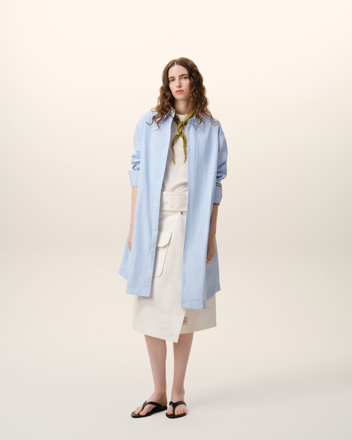 Blue Cotton Ami De Coeur Wide Shirt Dress