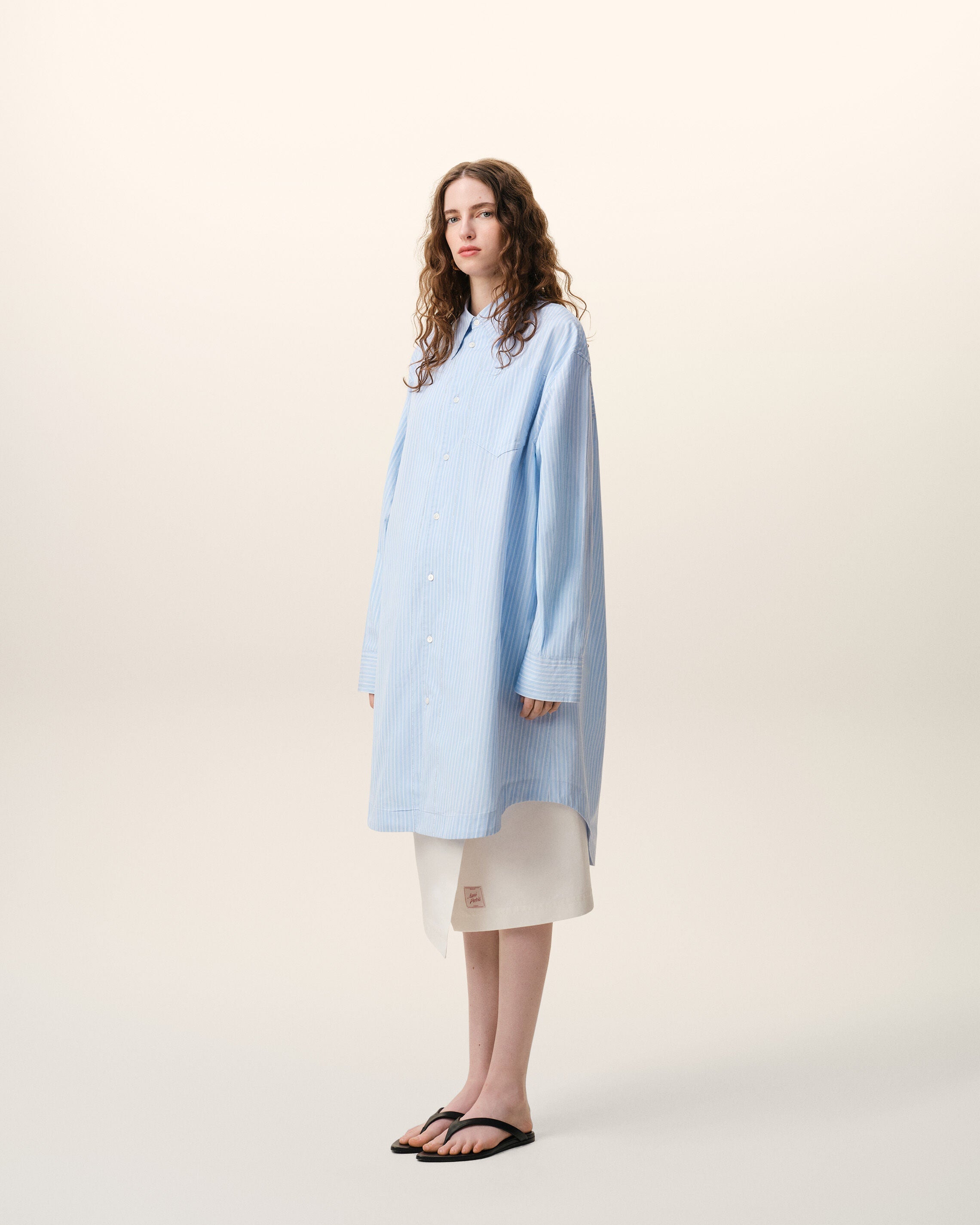 Blue Cotton Ami De Coeur Wide Shirt Dress