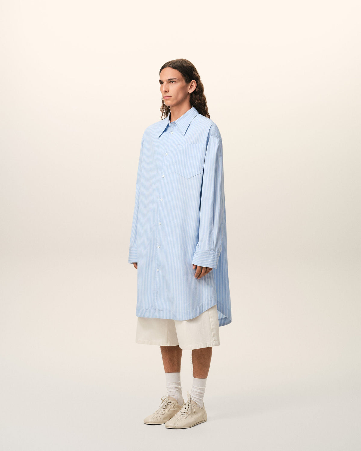 Blue Cotton Ami De Coeur Wide Shirt Dress