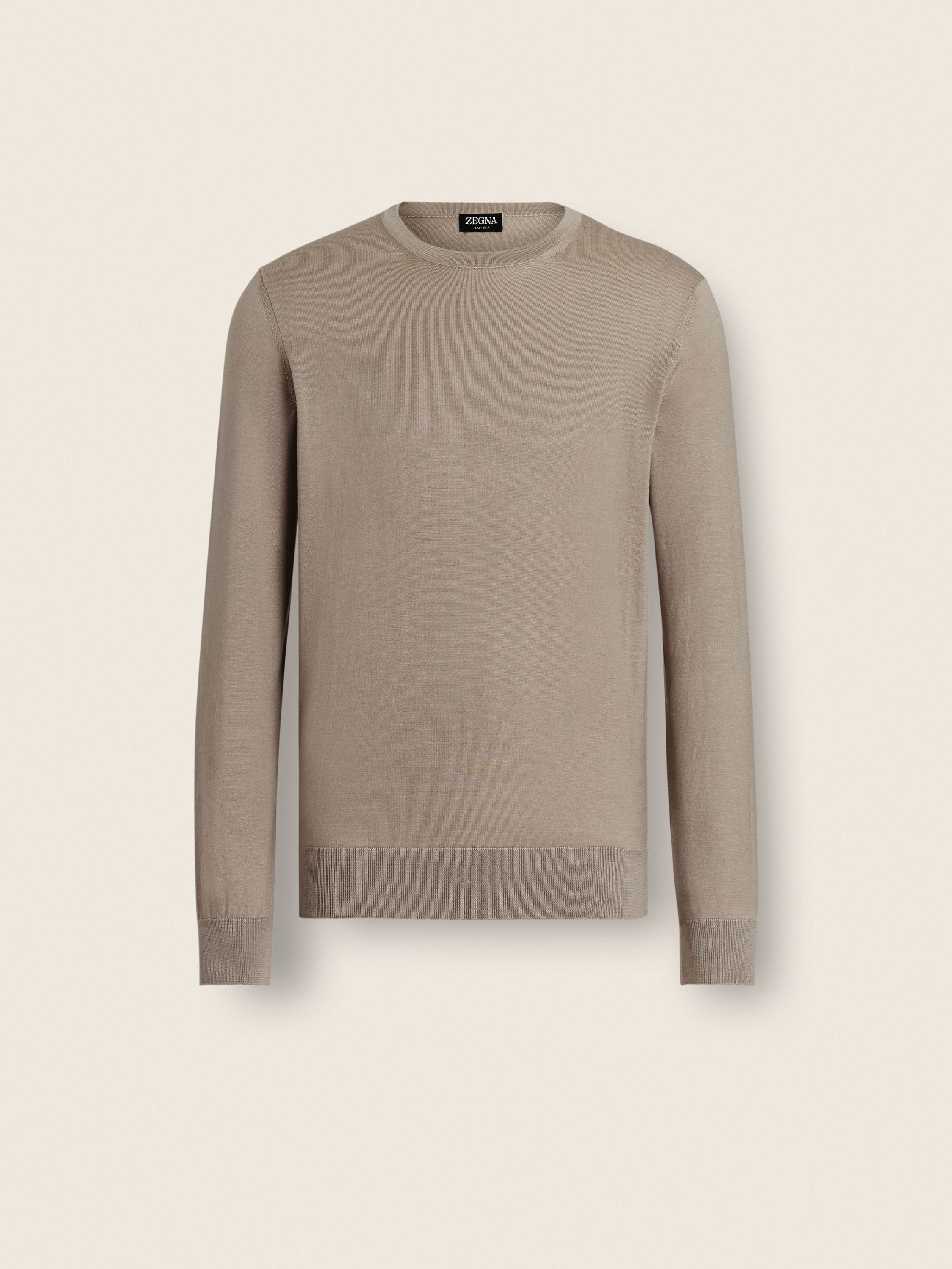 Zegna Light Taupe Cashseta Crewneck