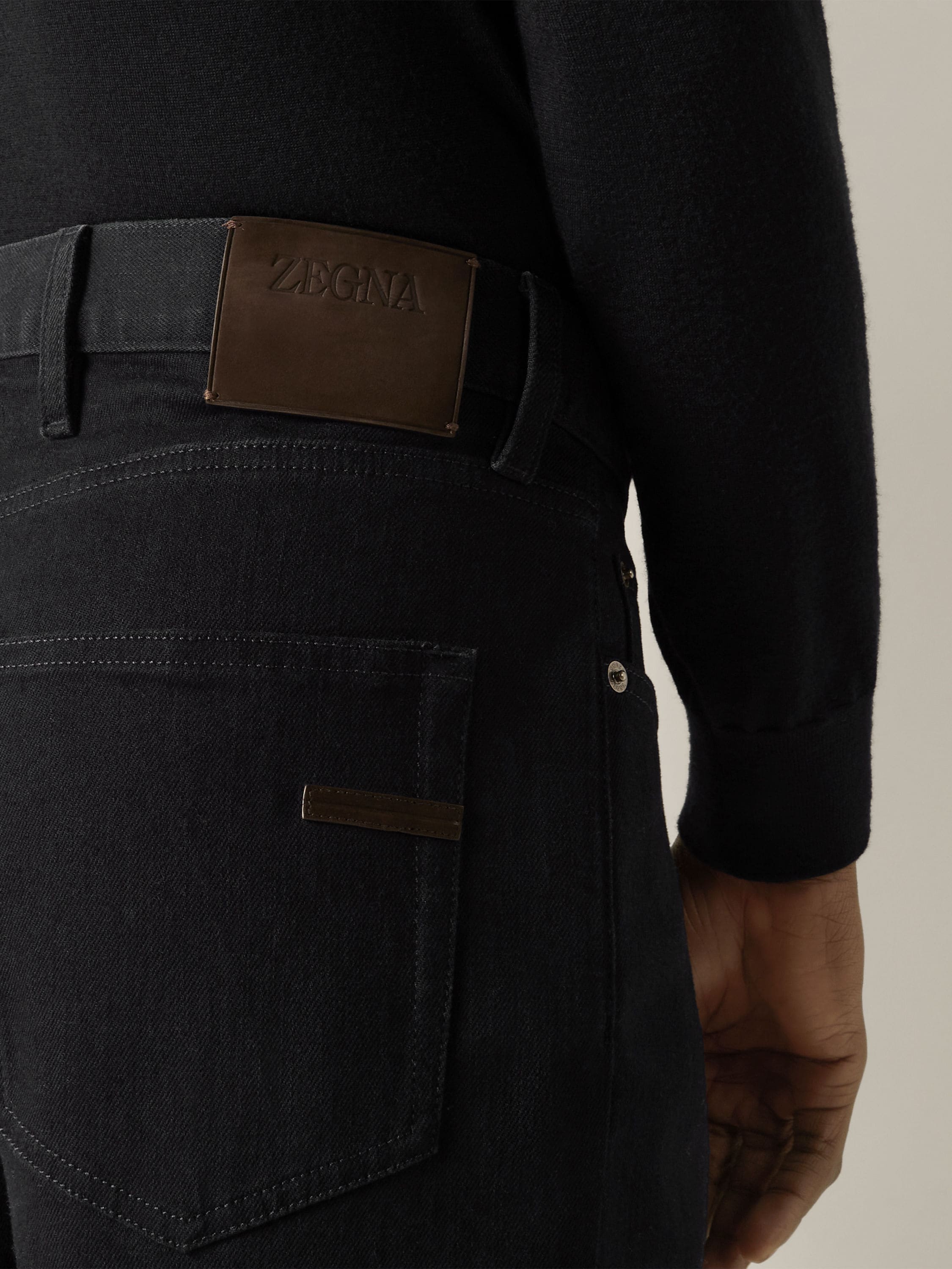 Zegna Black Rinse-Washed Stretch Cotton Roccia Jeans